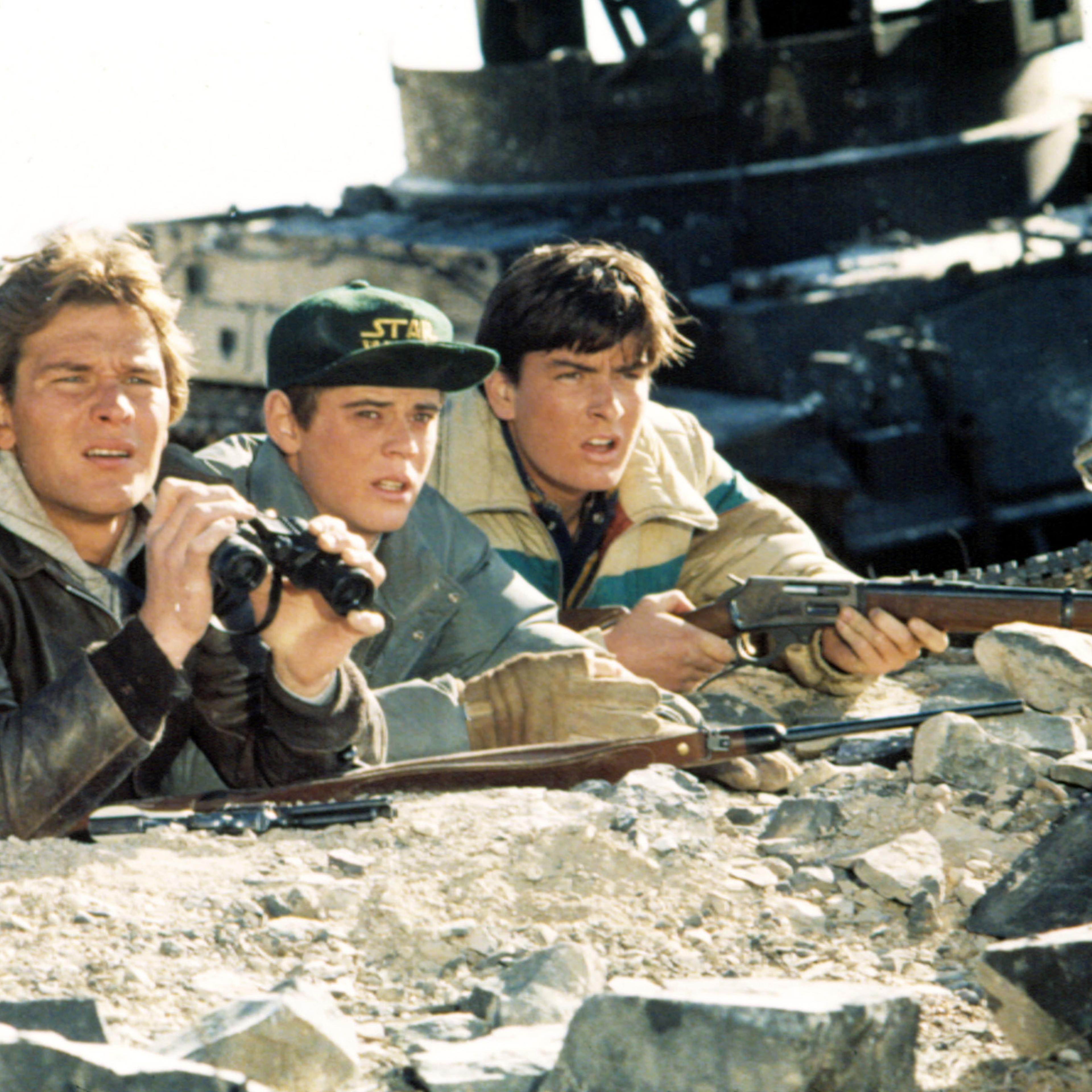 Patrick Swayze, C. Thomas Howell, and Charlie Sheen in Red Dawn, 1984.