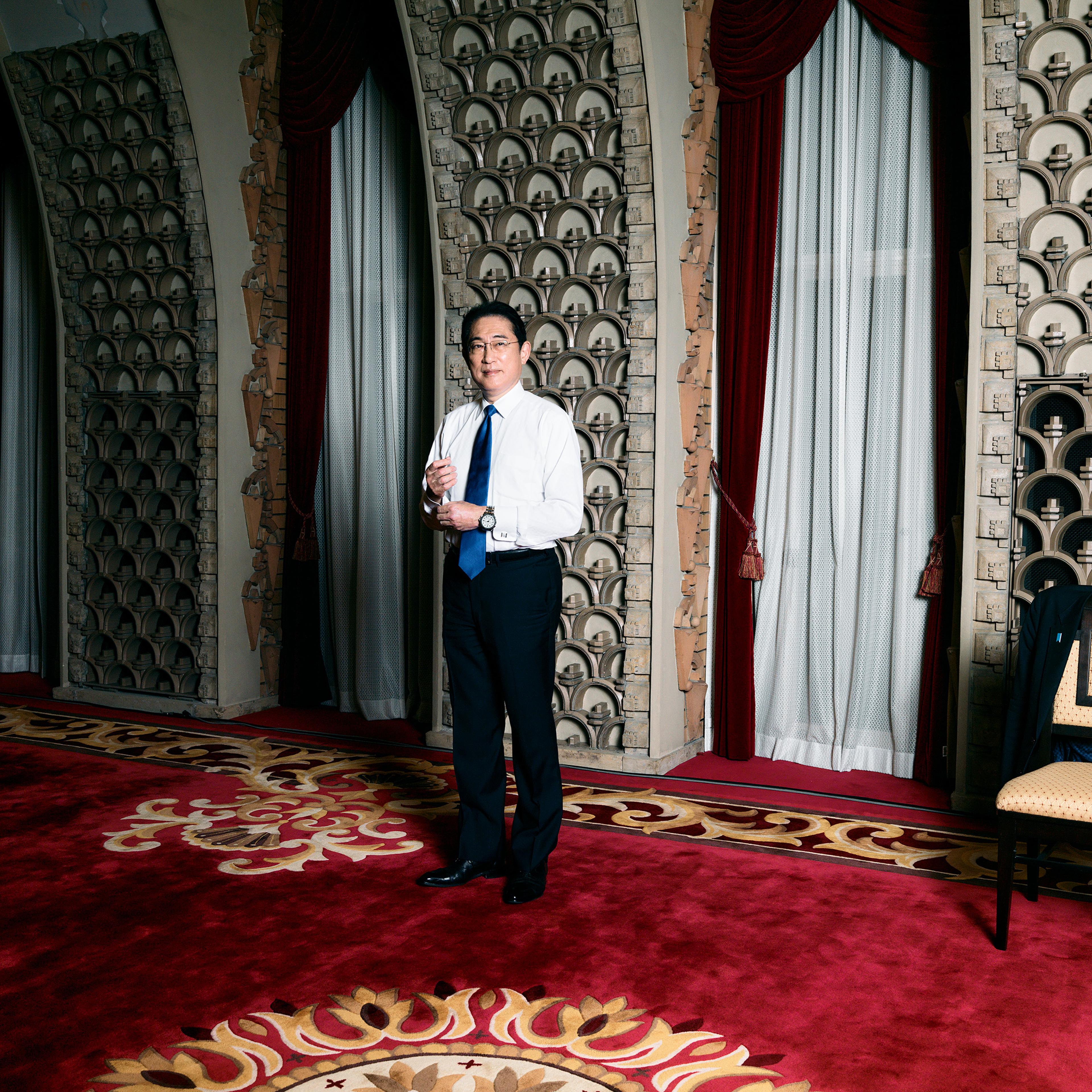 Japanese Prime Minister Fumio Kishida inside the great hall at his official residence in Tokyo on April 28.