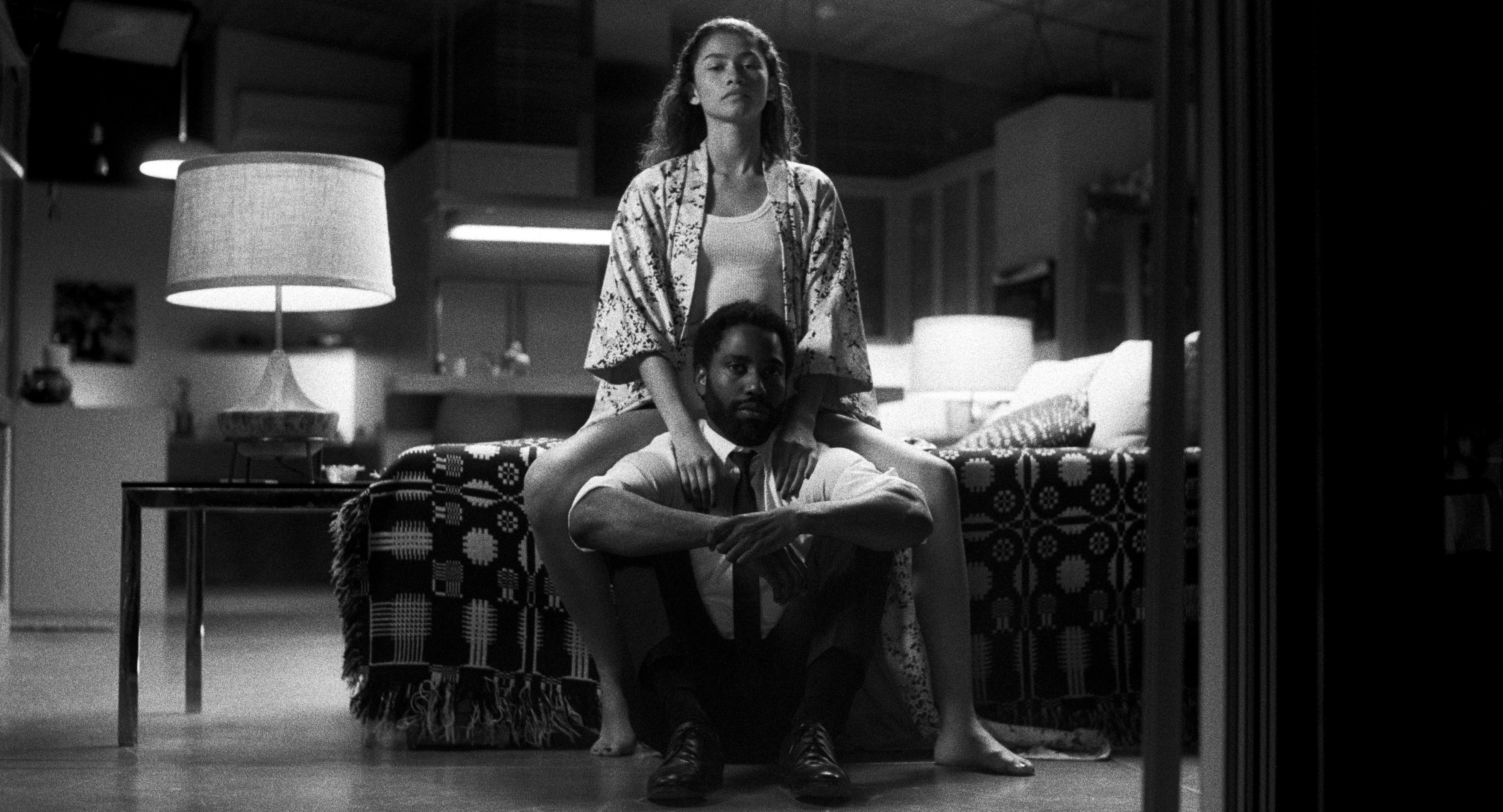 MALCOLM &amp; MARIE (TOP TO BOTTOM): ZENDAYA as MARIE, JOHN DAVID WASHINGTON as MALCOLM. DOMINIC MILLER/NETFLIX © 2021