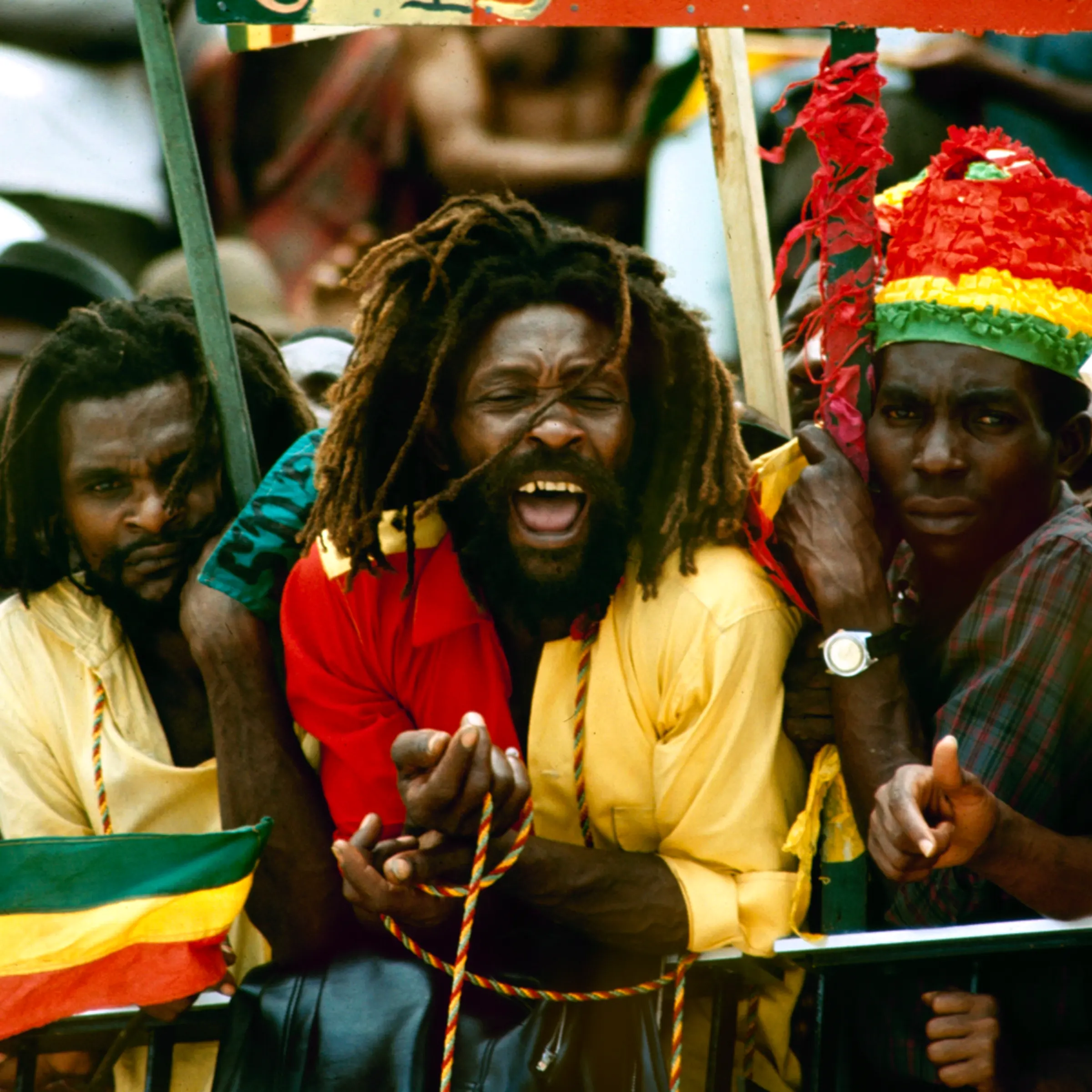 Jamaicans welcome Ethiopian Emperor Haile Selassie, 1966.