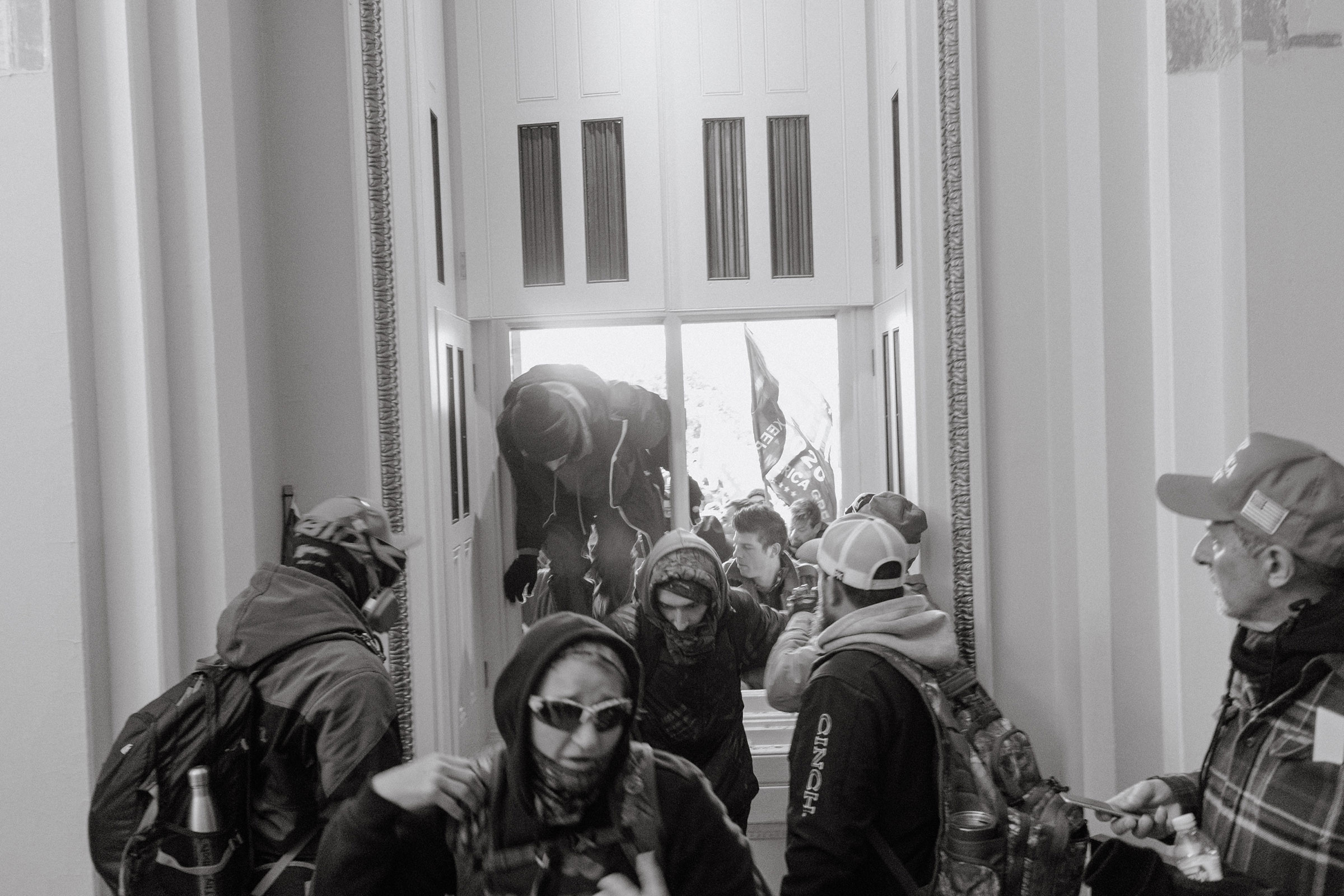Washington DC - January 6, 2021: Supporters of President Donald Trump are seen during a protest rally calling for the decertification of Electoral College votes claiming a conspiracy theory, that has been debunked, that the general presidential election 
