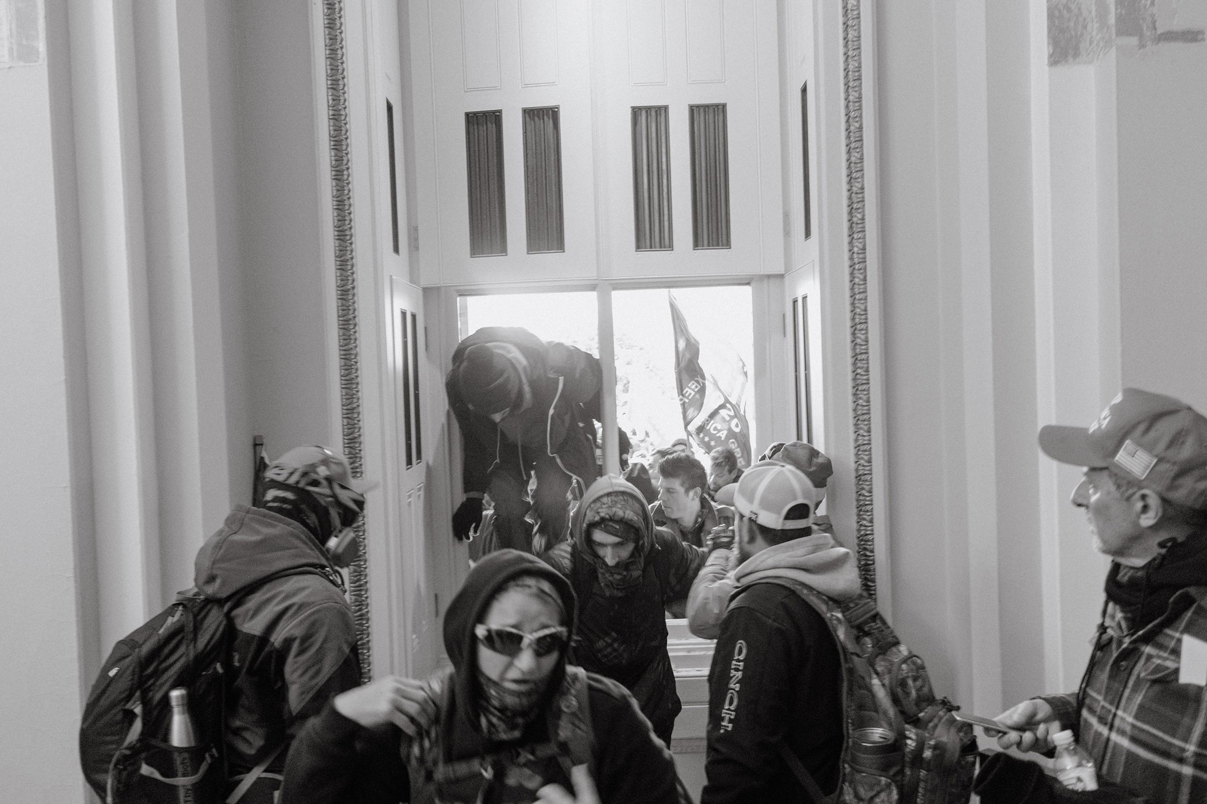 Washington DC - January 6, 2021: Supporters of President Donald Trump are seen during a protest rally calling for the decertification of Electoral College votes claiming a conspiracy theory, that has been debunked, that the general presidential election