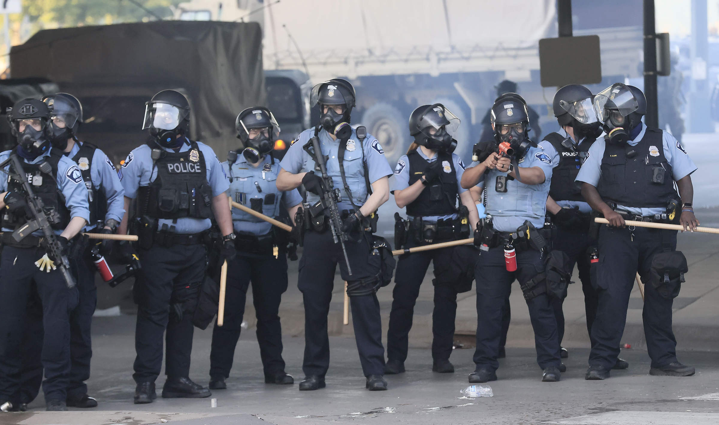 Police abuse protest in wake of George Floyd death in Minneapolis, USA - 29 May 2020