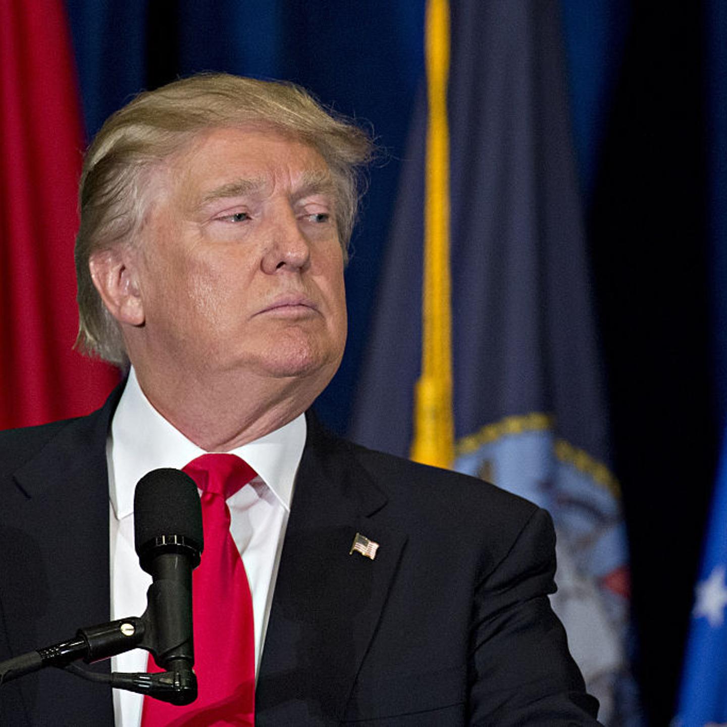 PresumptivDonald Trump pauses while speaking during a campaign event on veterans reform in Virginia on July 11, 2016.