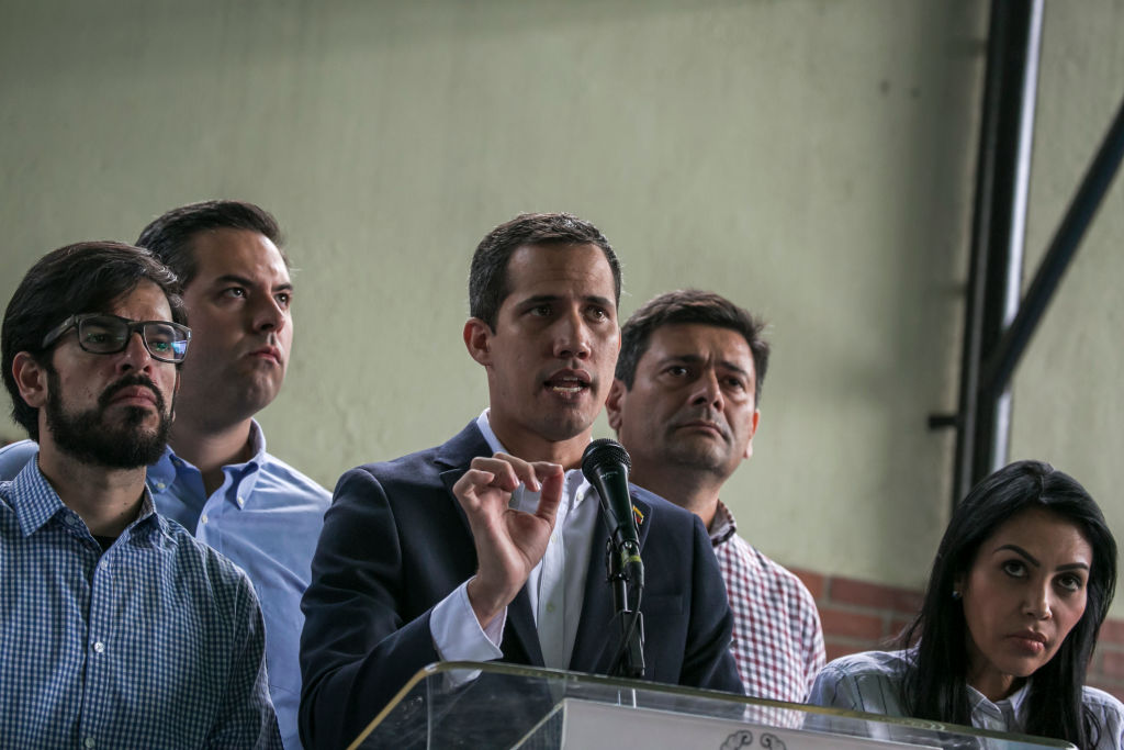 Juan Guaido Delivers A Press Message In Caracas