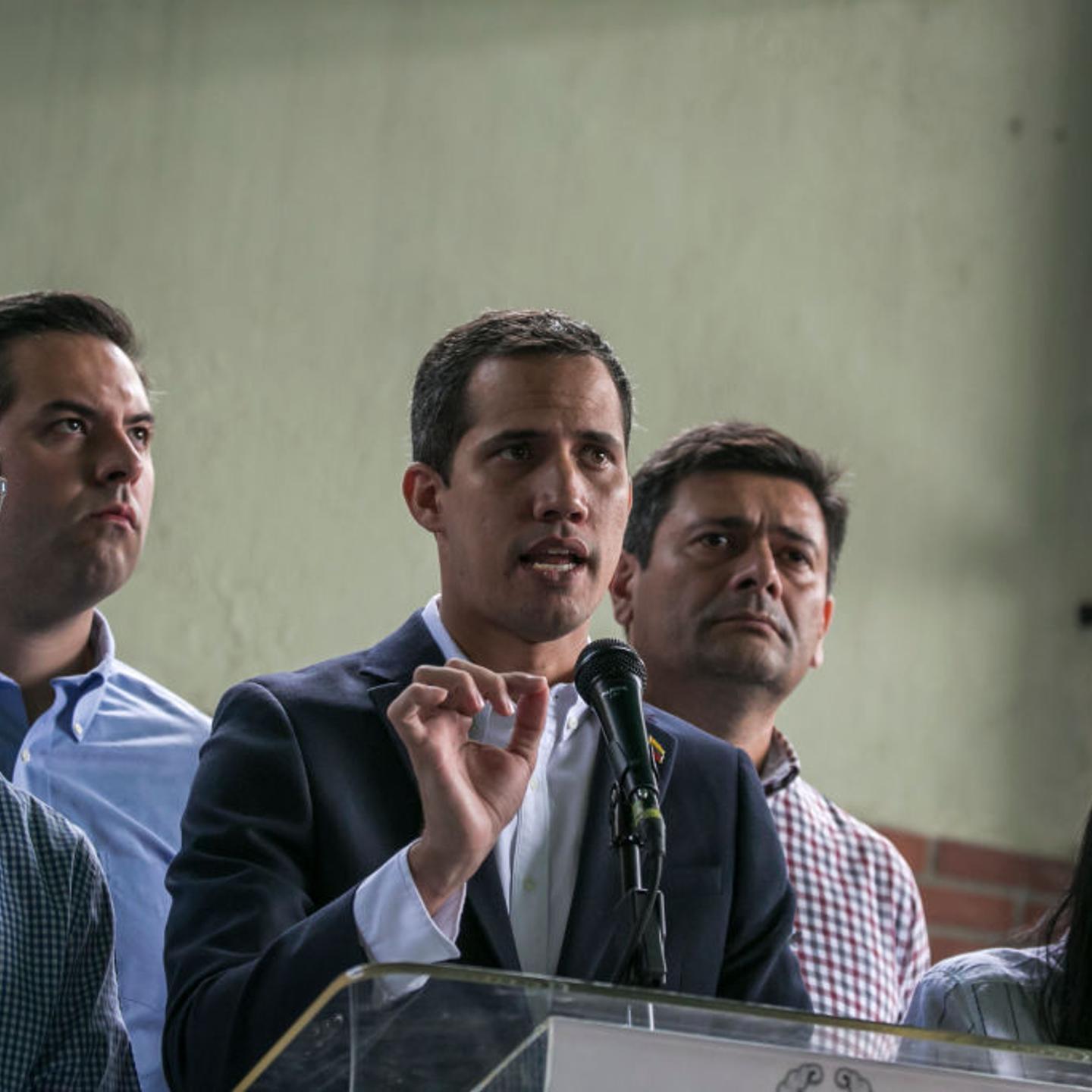 Juan Guaido Delivers A Press Message In Caracas