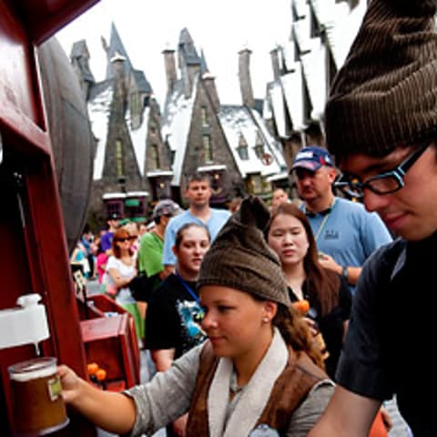 Park visitors can enjoy a mug of sweet, nonalcoholic Butterbeer