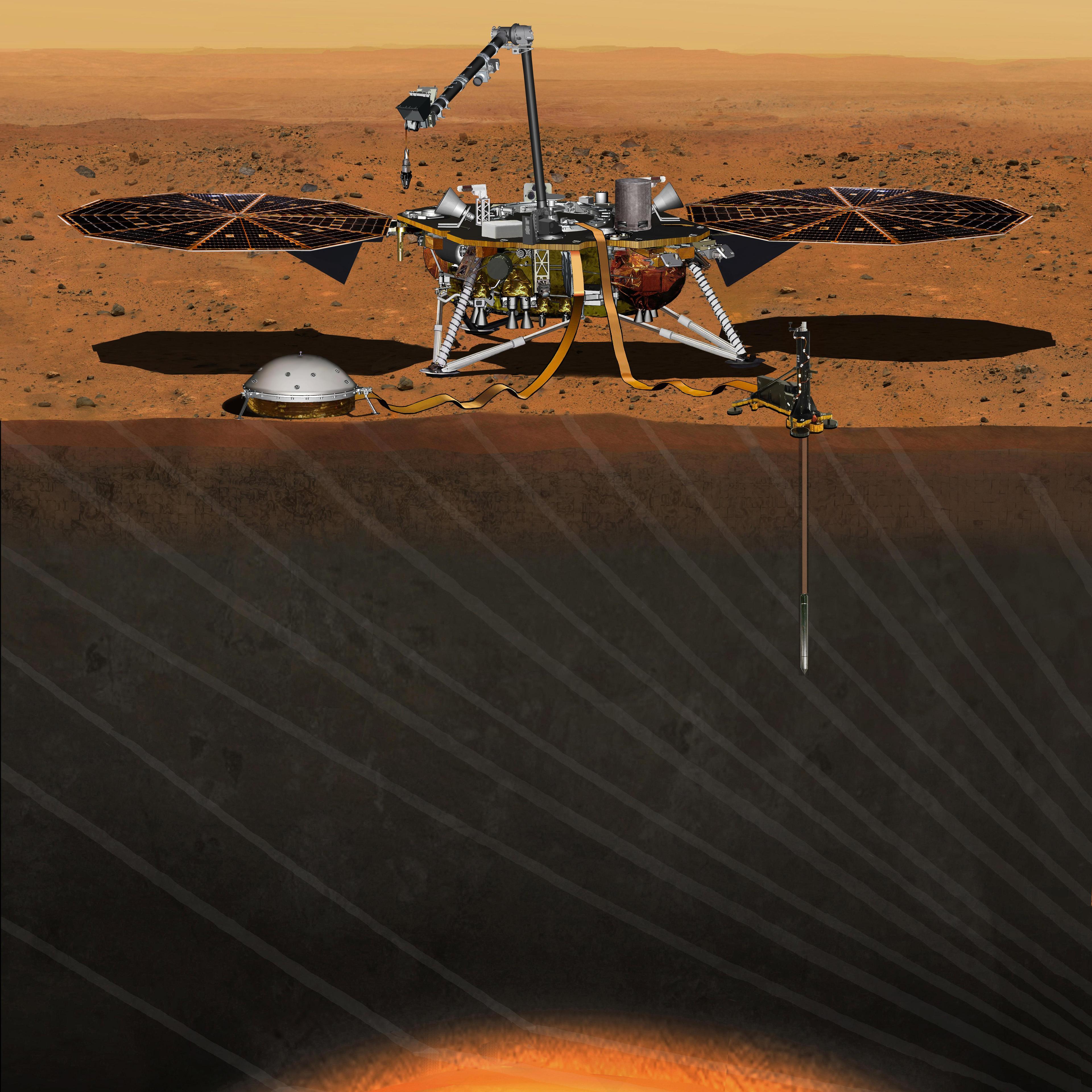 This artist's concept depicts the InSight lander on Mars.