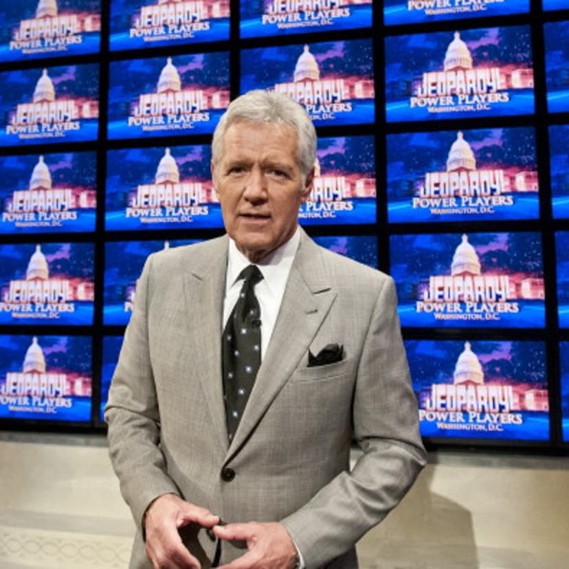 Alex Trebek speaks during a rehearsal of Jeopardy! Power Players Week at DAR Constitution Hall on April 21, 2012 in Washington, DC.