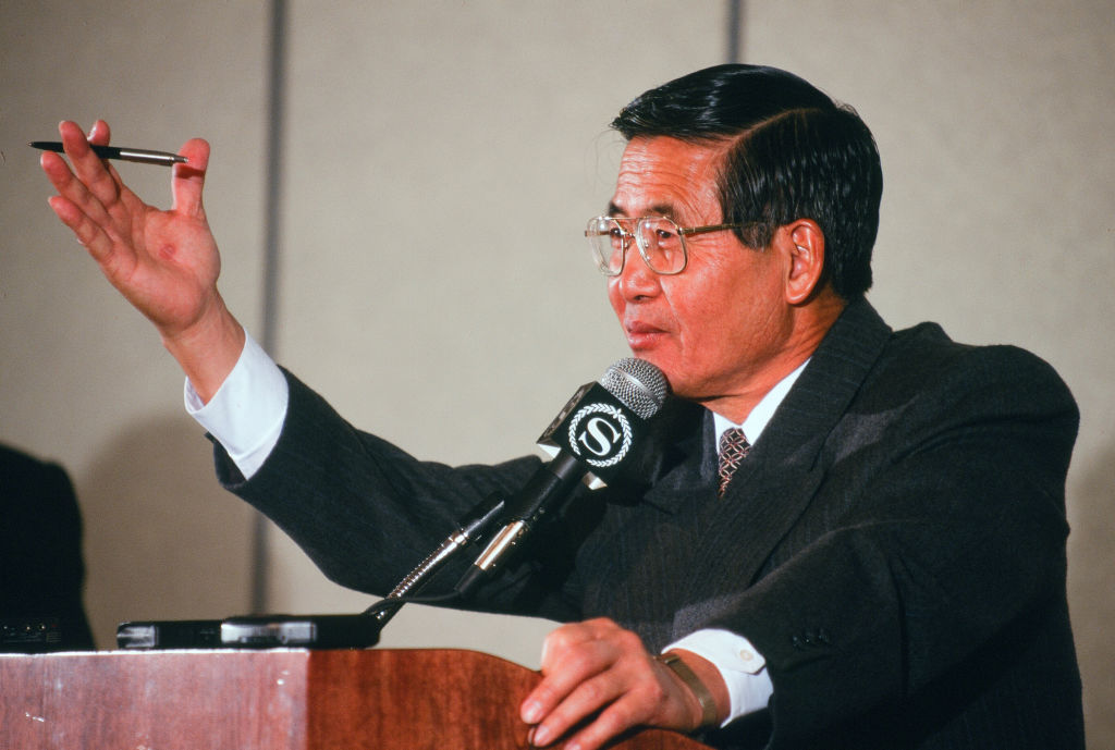 President Fujimori Speaks At A Press Conference