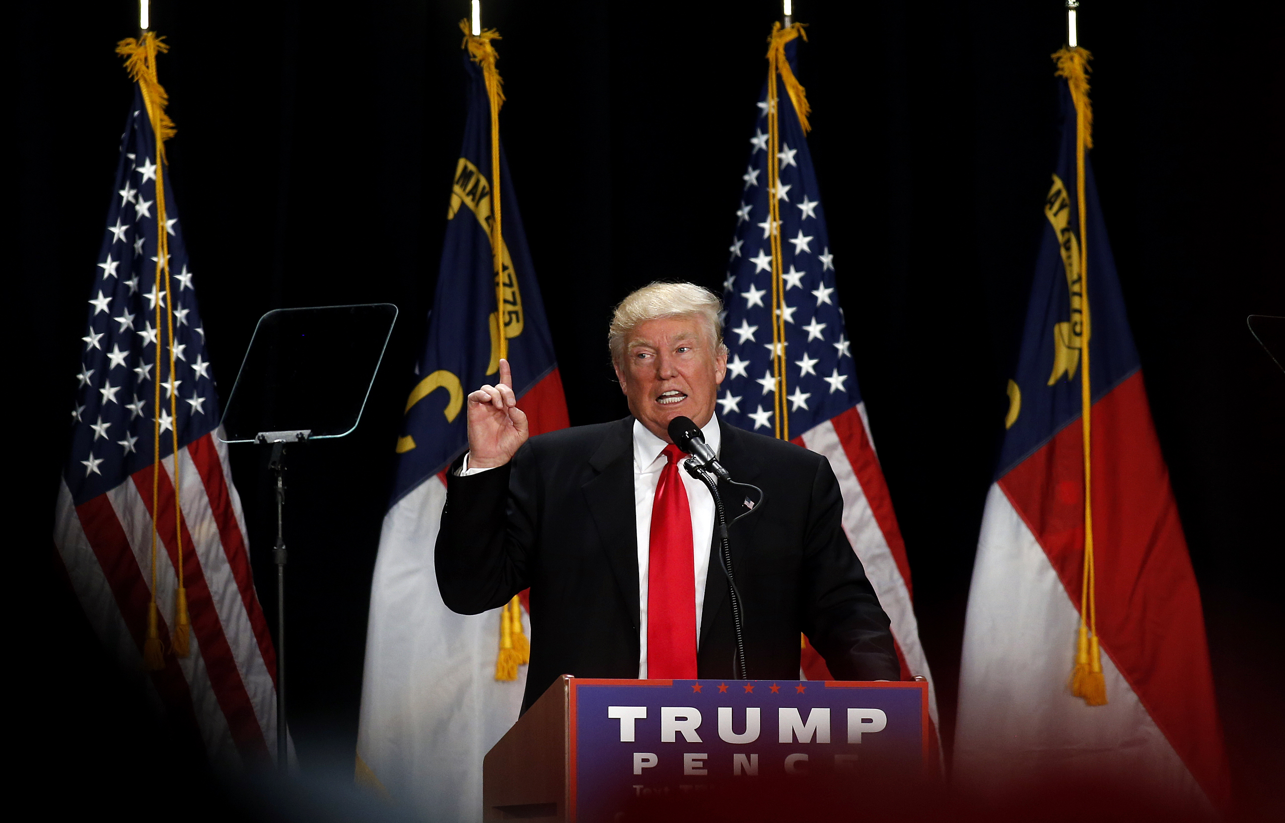 Donald Trump speaks to supporters at a rally at the Charlotte Convention Center in Charlotte, NC, Aug. 18, 2016.