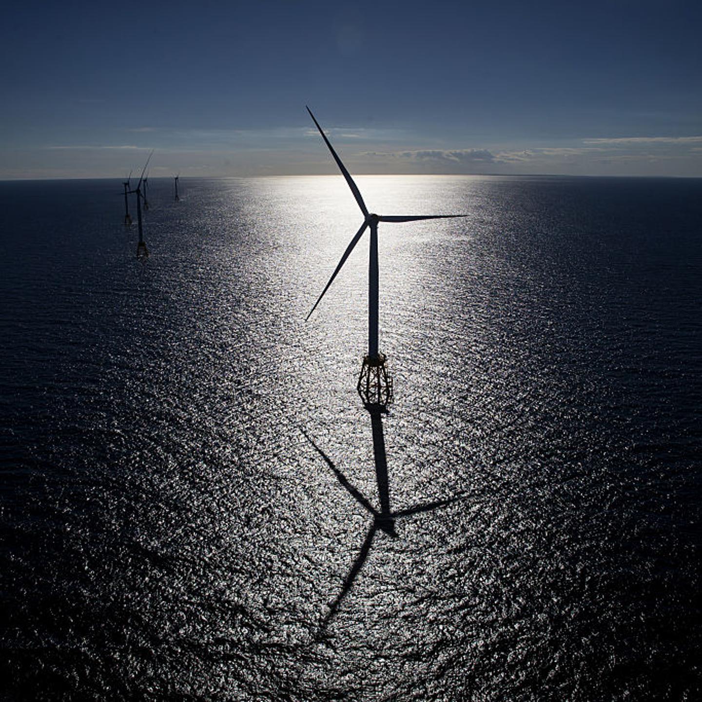 The GE-Alstom Block Island Wind Farm stands in the water off Block Island, Rhode Island, U.S., on Wednesday, Sept. 14, 2016.