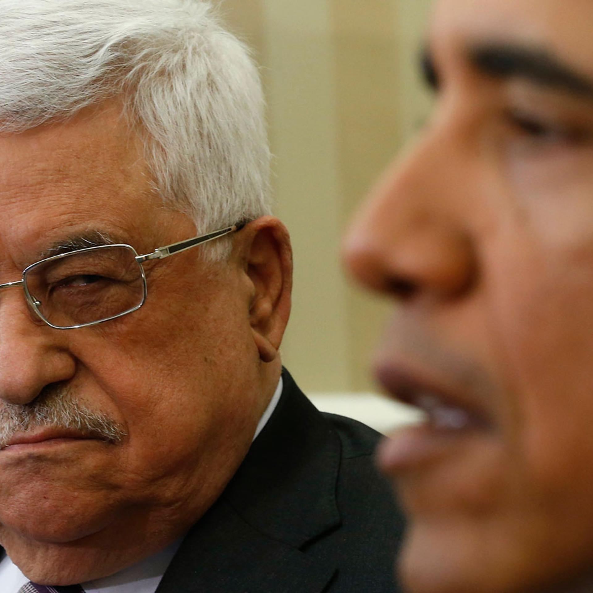 Palestinian Authority President Mahmoud Abbas meeting President Obama at the White House, March 17, 2014.