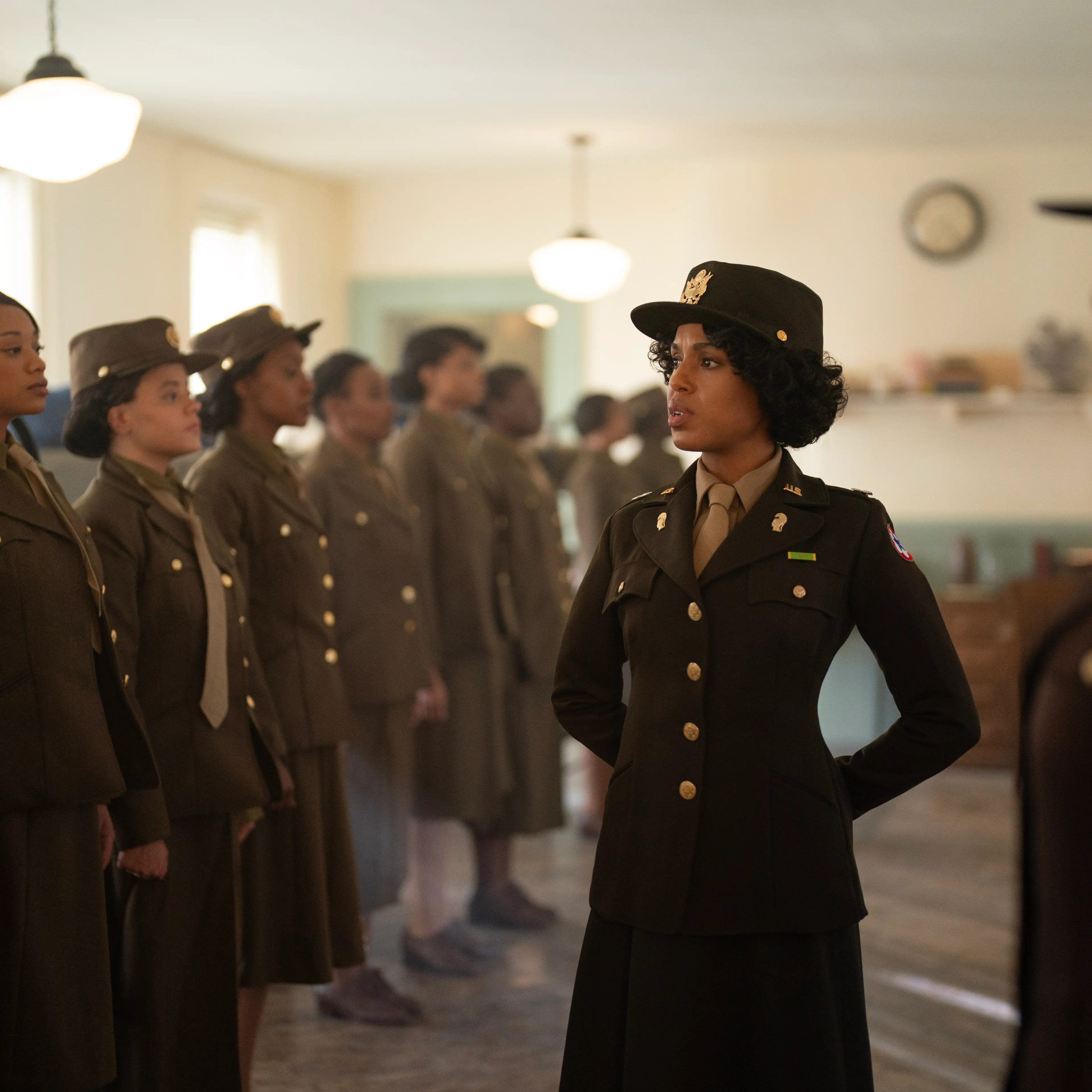 Six Triple Eight. Kerry Washington as Major Charity Adams in Six Triple Eight. Cr. Bob Mahoney / Perry Well Films 2 / Courtesy of Netflix