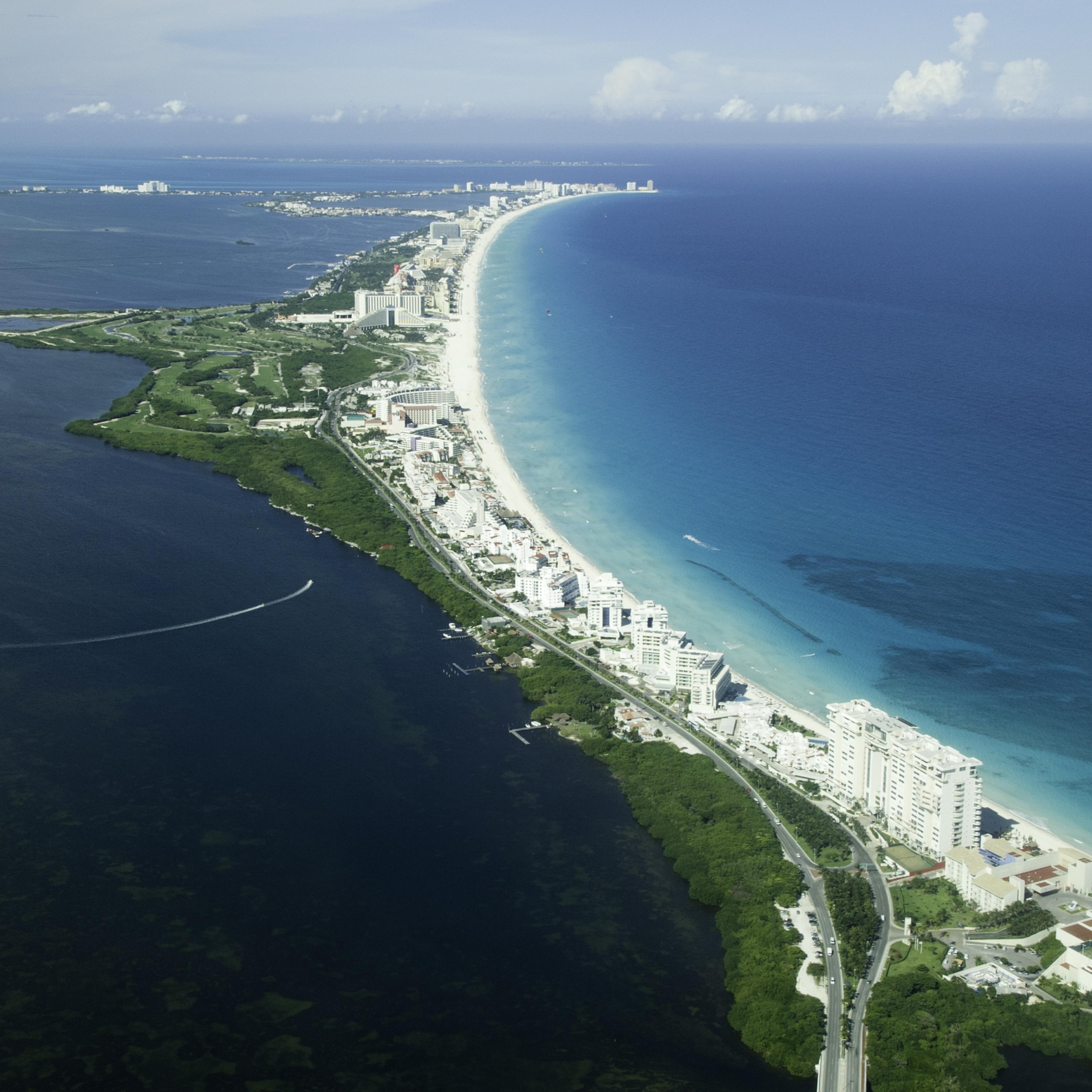 Aerial view of Cancun, Mexico