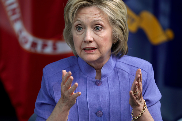 Presumptive Democratic presidential nominee Hillary Clinton participates in a round table conversation on national security at the Virginia Air and Space Center June 15, 2016 in Hampton, Virginia.