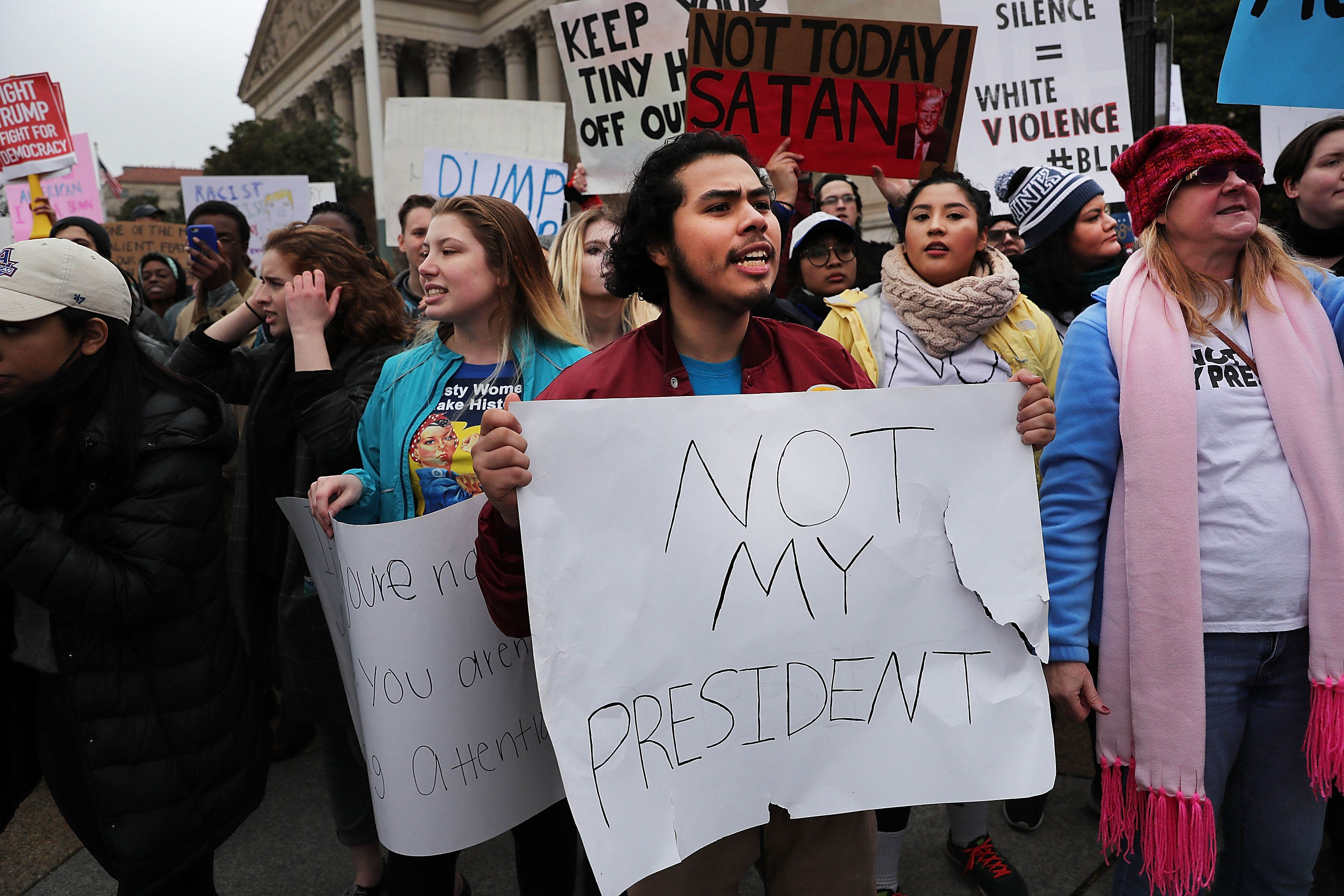 Protesters And Trump Supporters Gather In D.C. For Donald Trump Inauguration