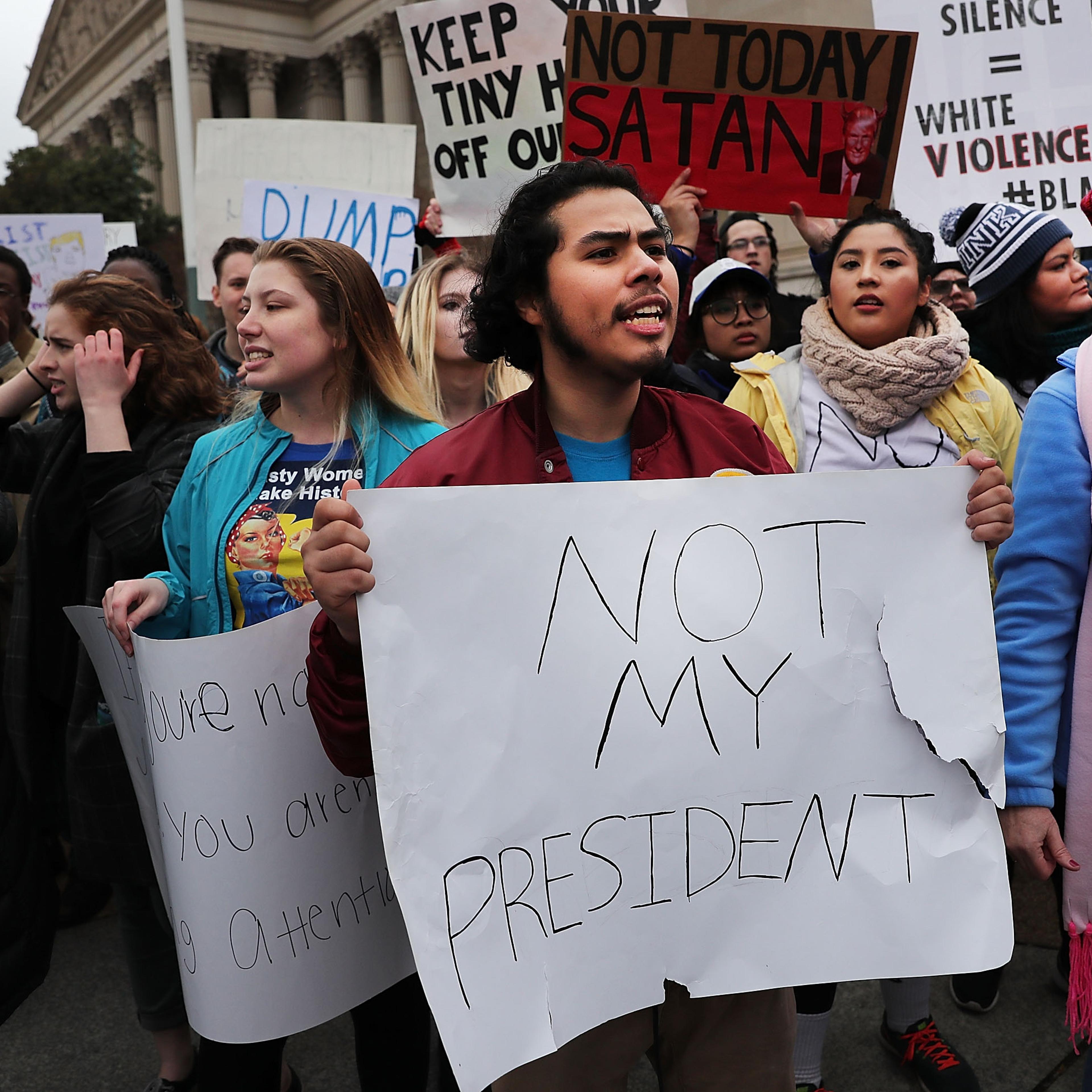 Protesters And Trump Supporters Gather In D.C. For Donald Trump Inauguration
