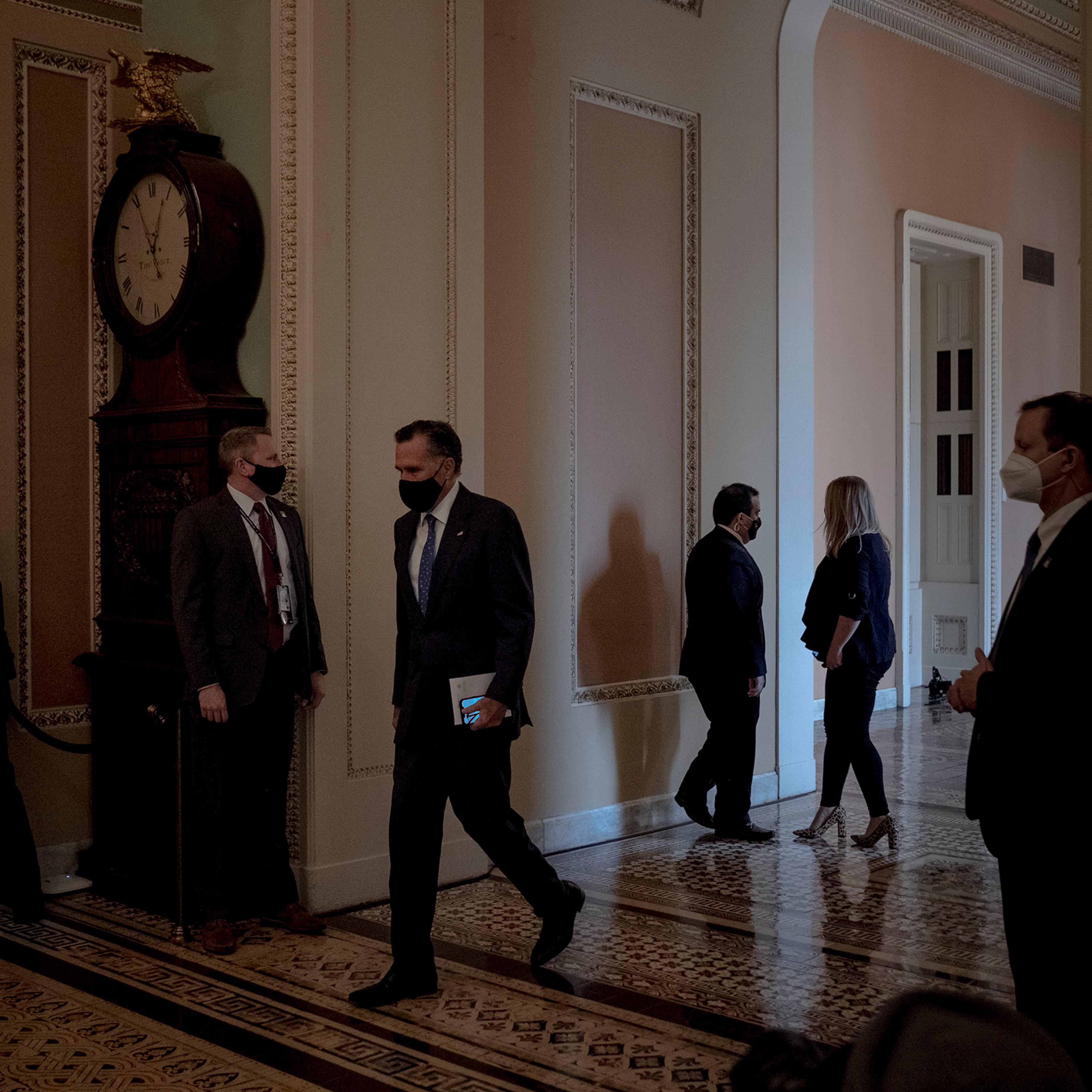 2/9/21, Washington, D.C. Sen. Mitt Romney (R-Utah) walks to the Senate floor for the start of the impeachment trial at the Capitol in Washington, D.C. on Feb. 9, 2021. Gabriella Demczuk / TIME