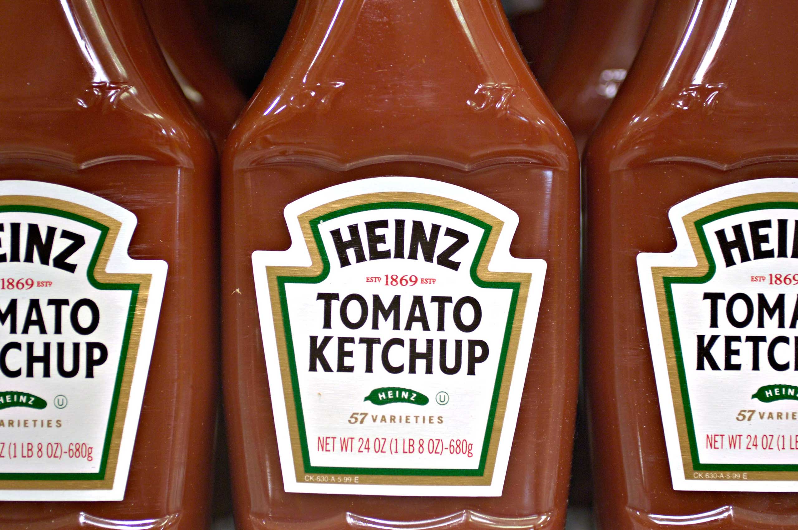 Heinz ketchup bottles on a grocery store shelf in Atlanta.