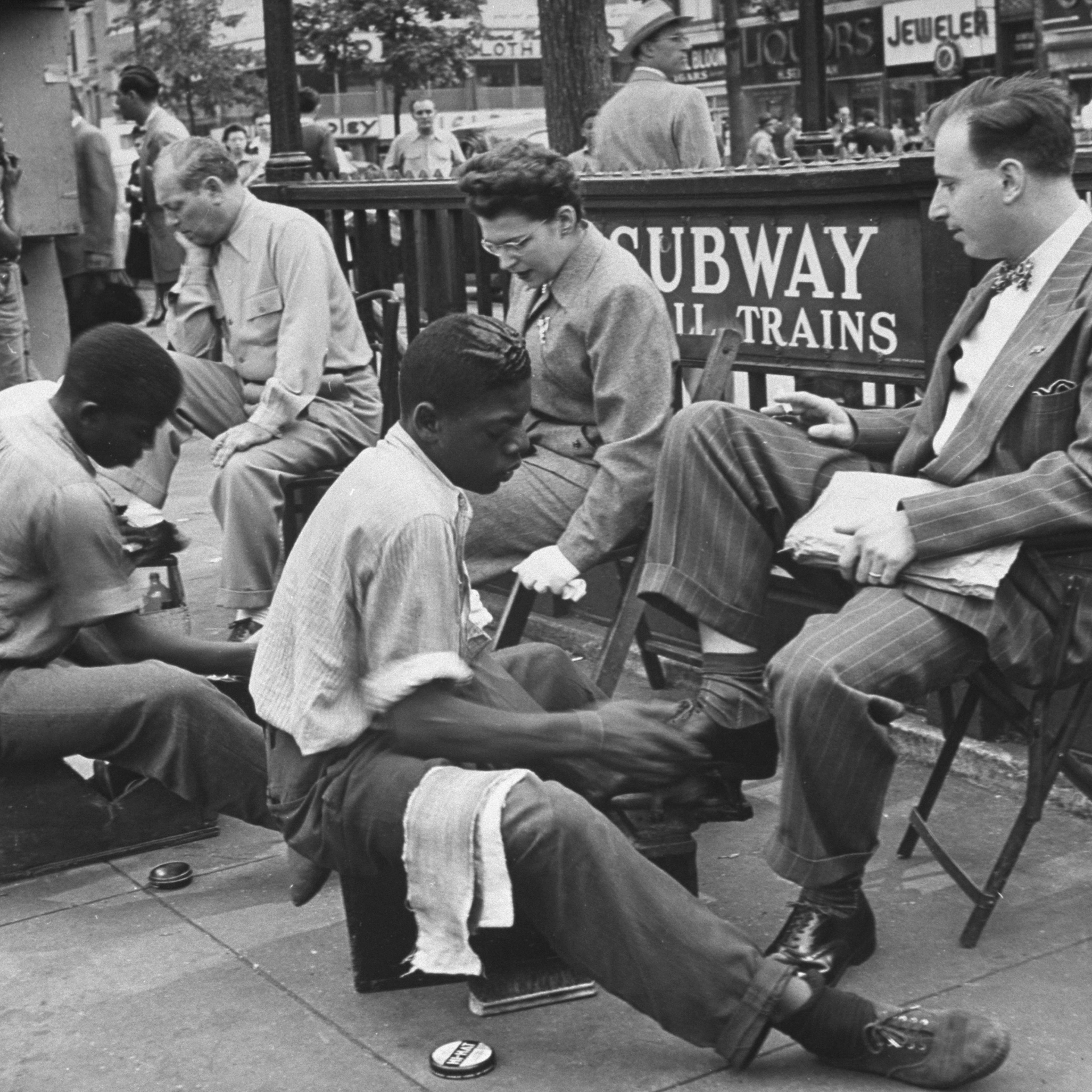 Subway entrance, Eastern Parkway at Utica Avenue, Brooklyn, 1946.