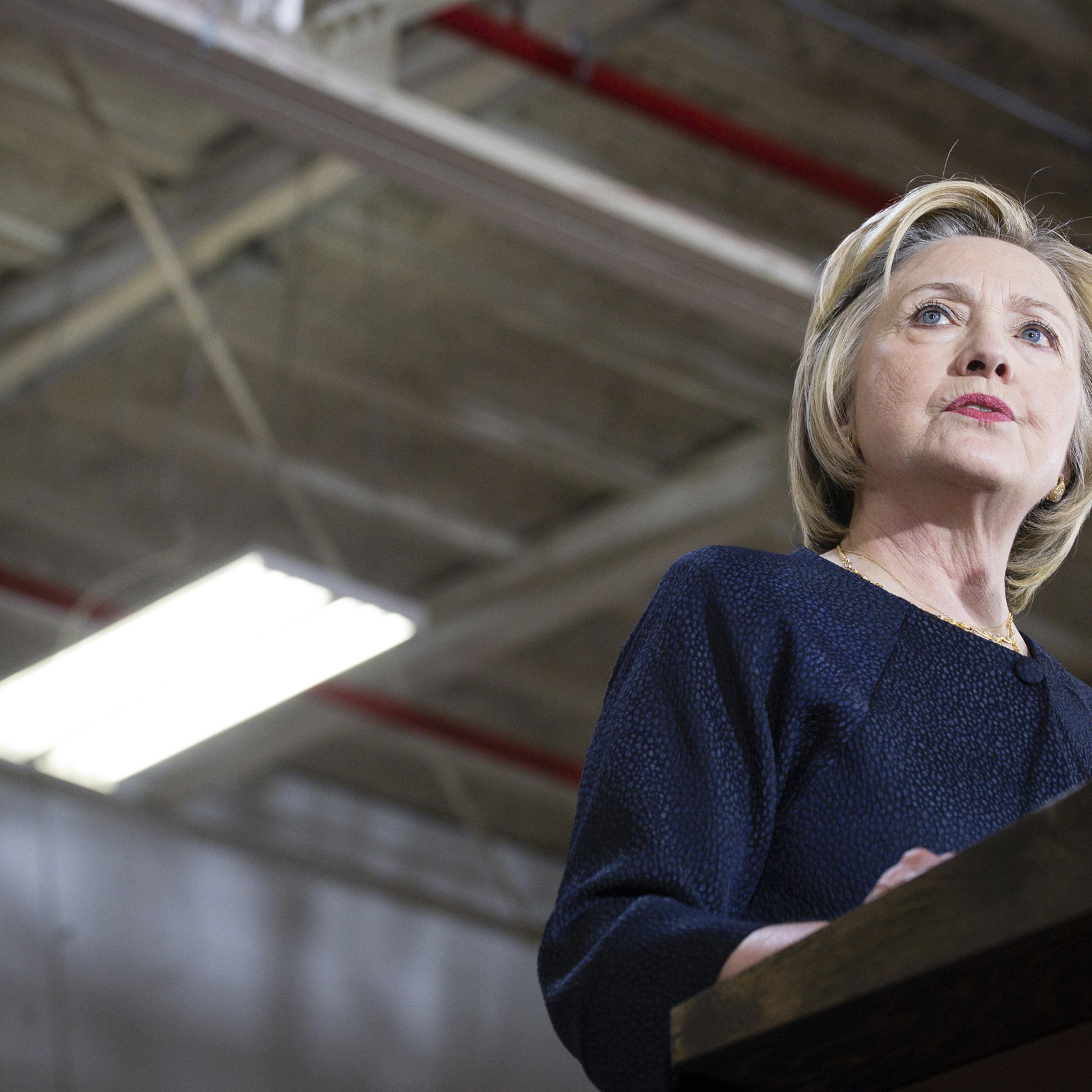 Democratic presidential candidate Hillary Clinton speaks to supporters at the Cleveland Industrial Innovation Center in Cleveland on June 13, 2016.