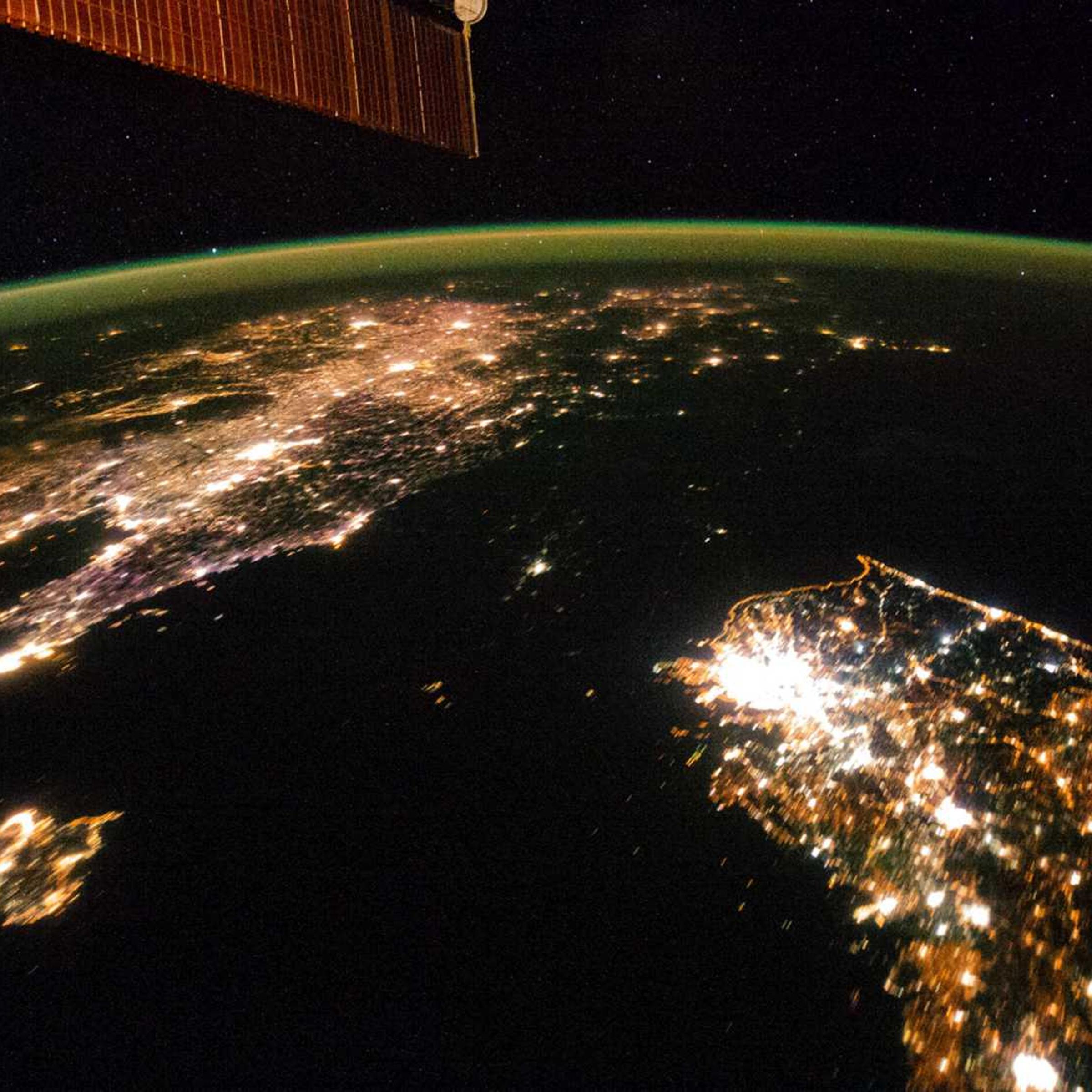 A NASA image released on February 24, 2014 shows a photo taken by the Expedition 38 crew aboard the International Space Station on January 30, 2014 of the night view of the Korean Peninsula.