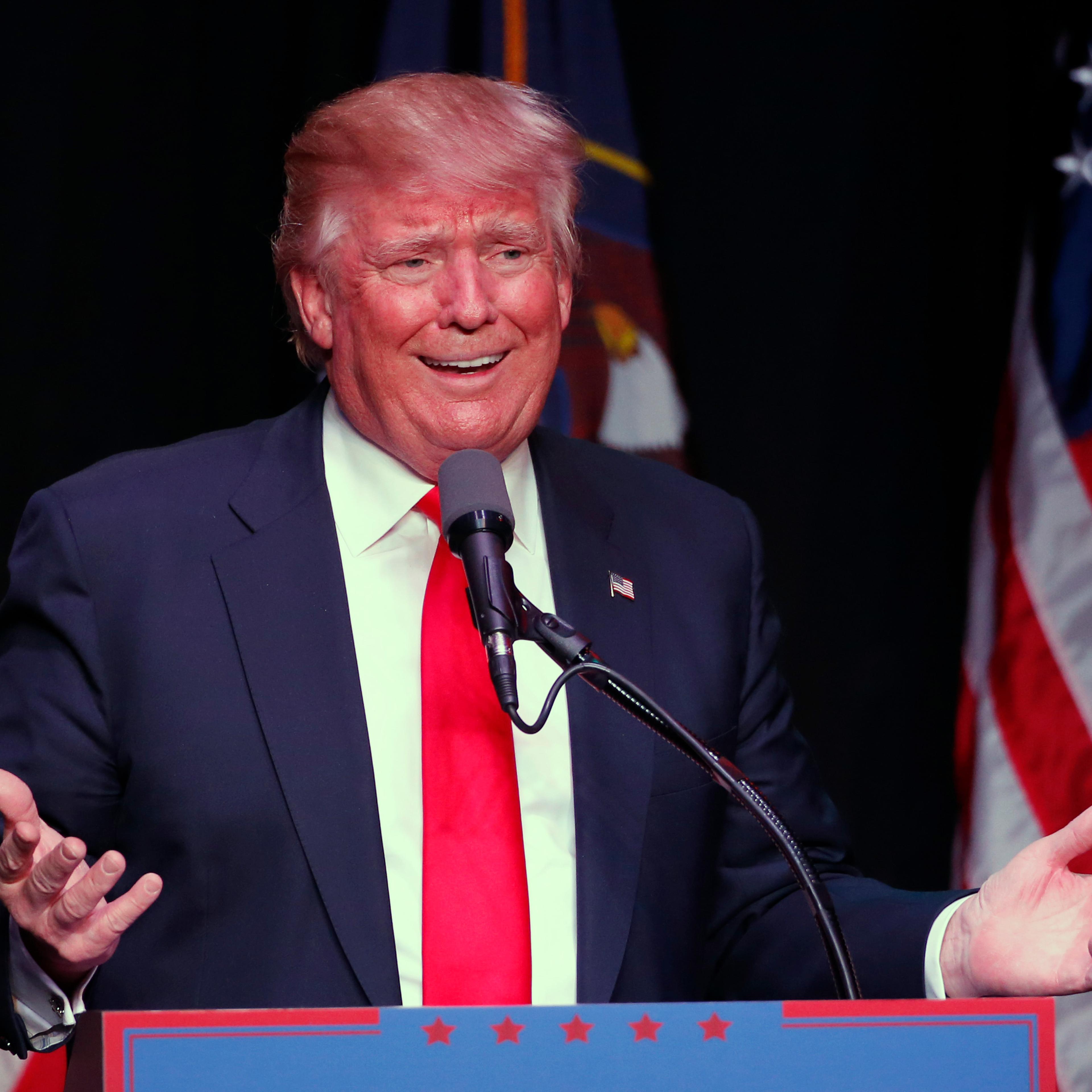 Republican presidential candidate Donald Trump speaks at a campaign rally at the Infinity Event Center in Salt Lake City on March 18, 2016.