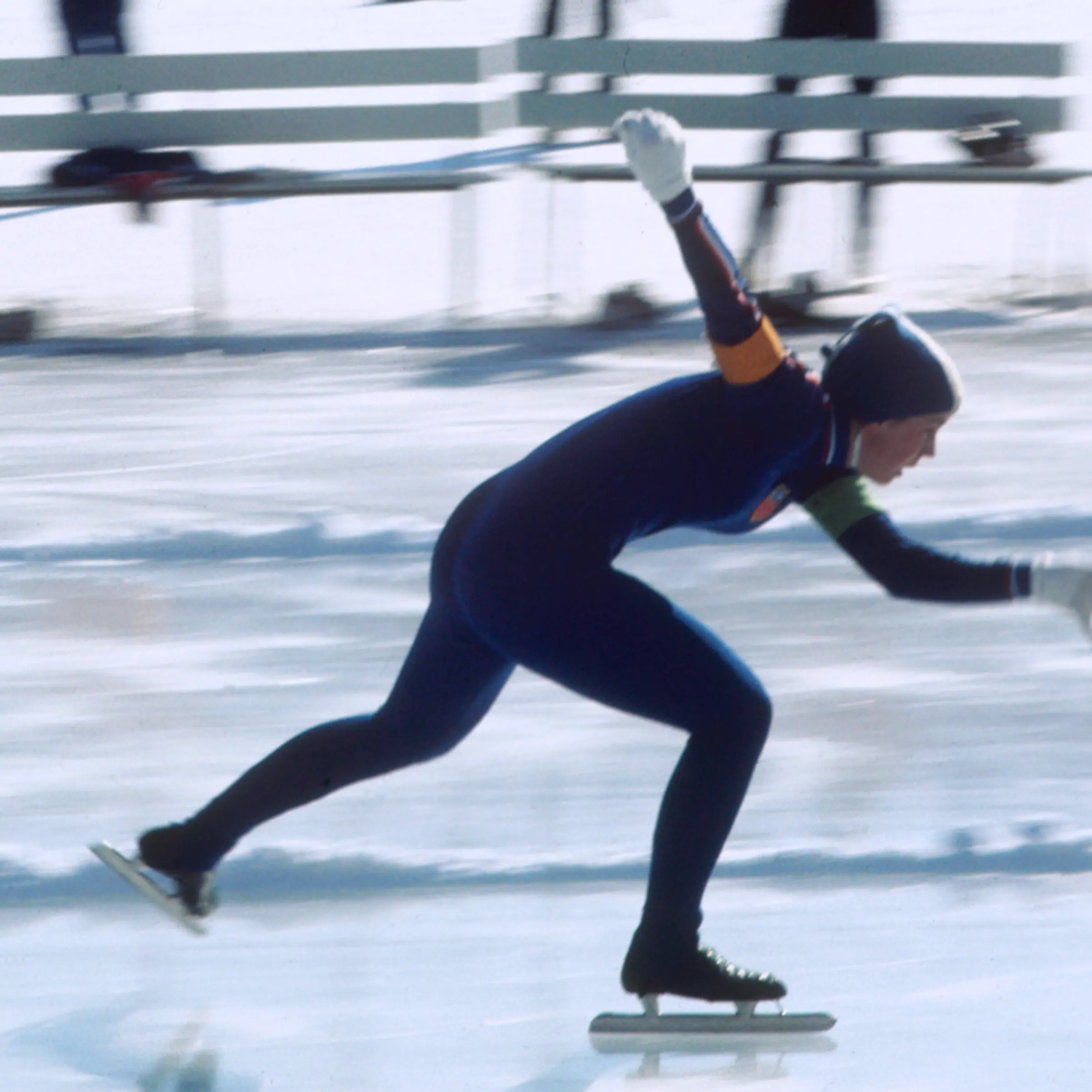 Anne Henning, 16, skating to victory in the 500-meter speed skating race at the Sapporo Winter Olympics, 1972.