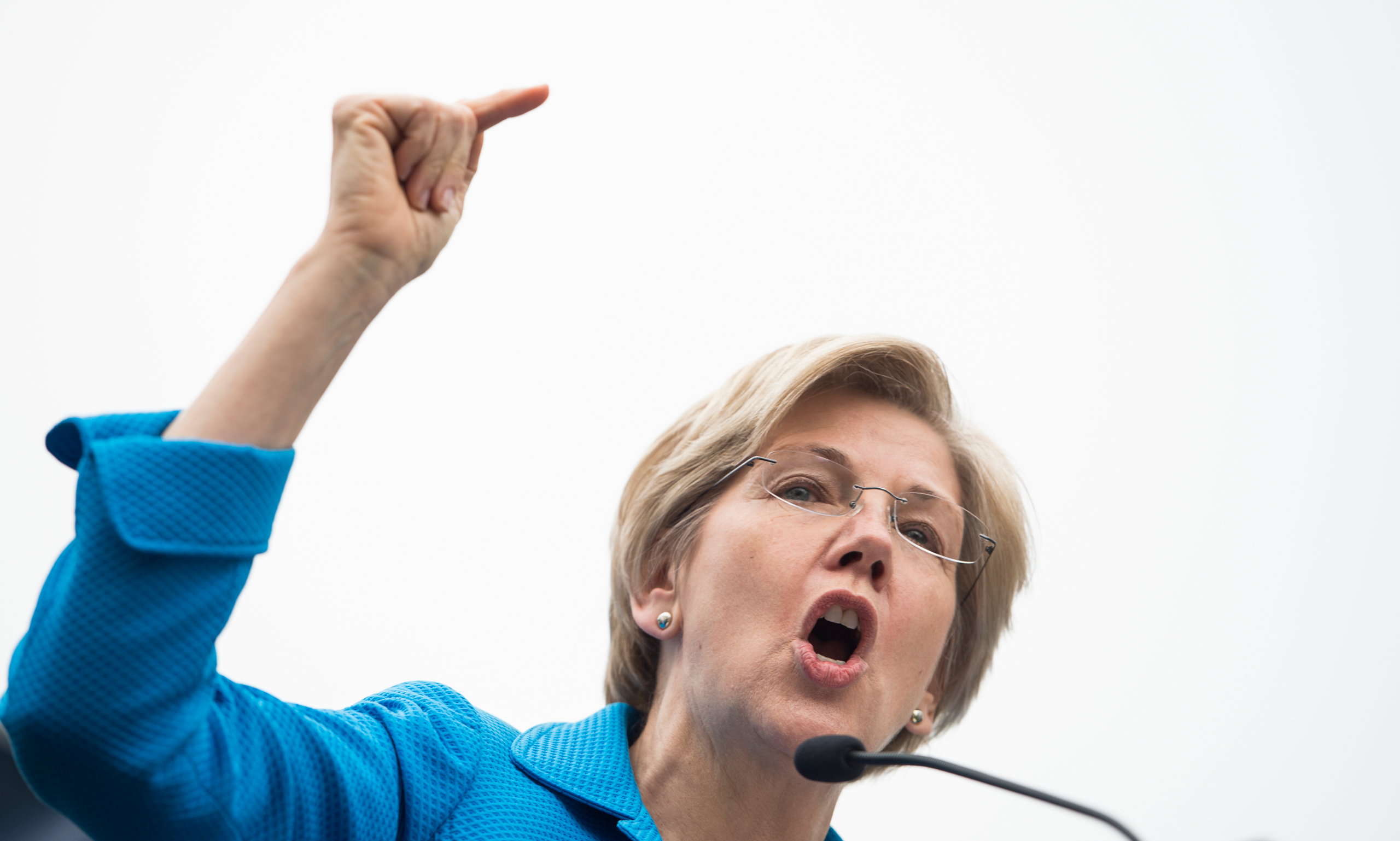 UNITED STATES - APRIL 15: Sen. Elizabeth Warren, D-Mass., speaks during the United Steelworkers rally in opposition to the proposed 'Fast Track' bill, or Trade Promotion Authority, in UpperSenate Park on Wednesday, April 15, 2015. (Photo By Bill Clark/CQ