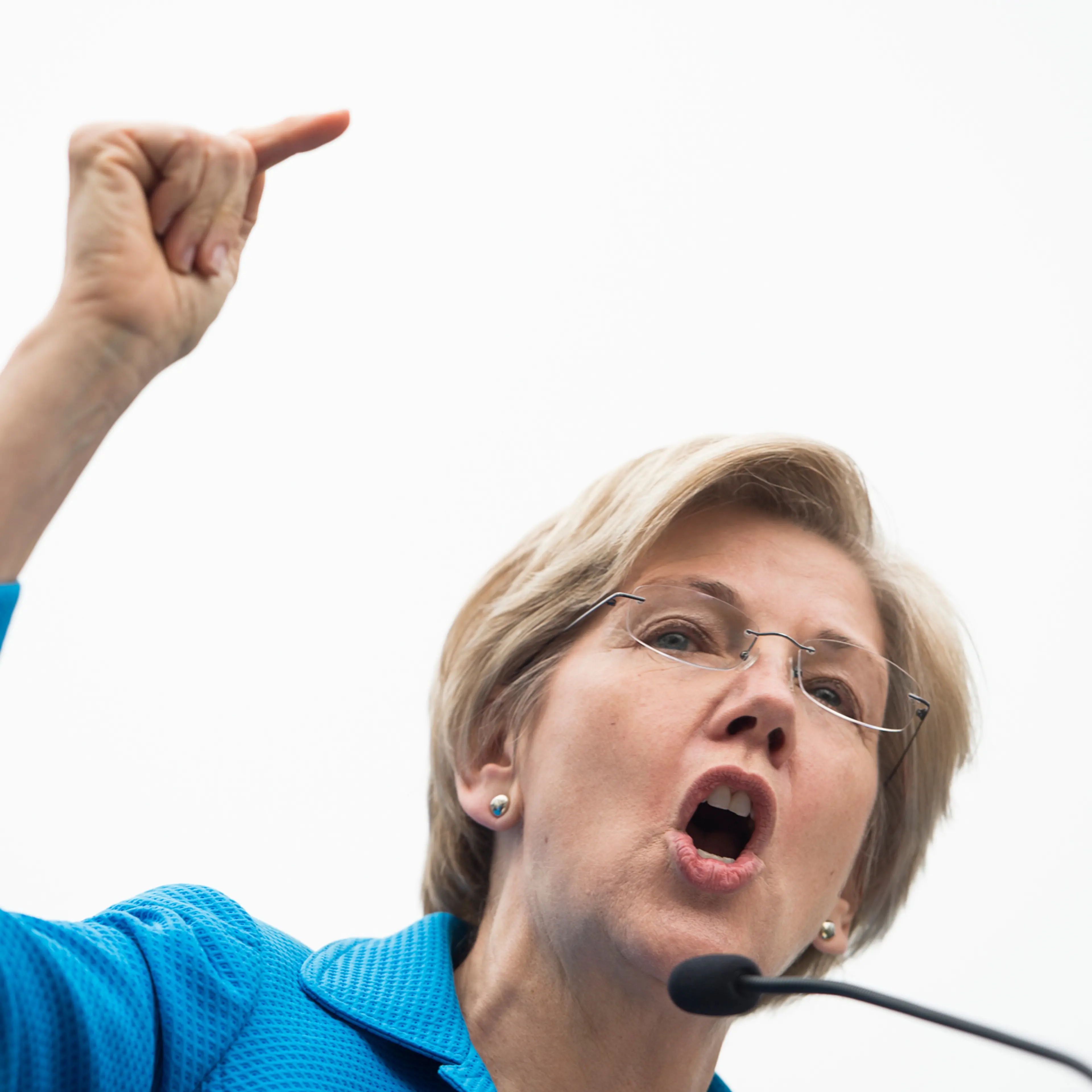 UNITED STATES - APRIL 15: Sen. Elizabeth Warren, D-Mass., speaks during the United Steelworkers rally in opposition to the proposed 'Fast Track' bill, or Trade Promotion Authority, in UpperSenate Park on Wednesday, April 15, 2015. (Photo By Bill Clark/CQ