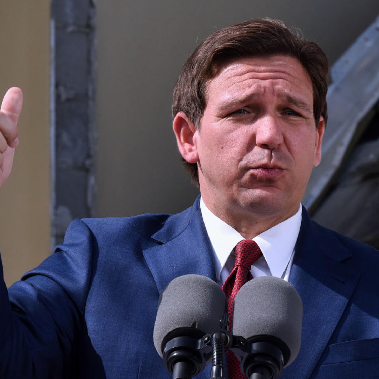 Florida Gov. Ron DeSantis speaks at a press conference to