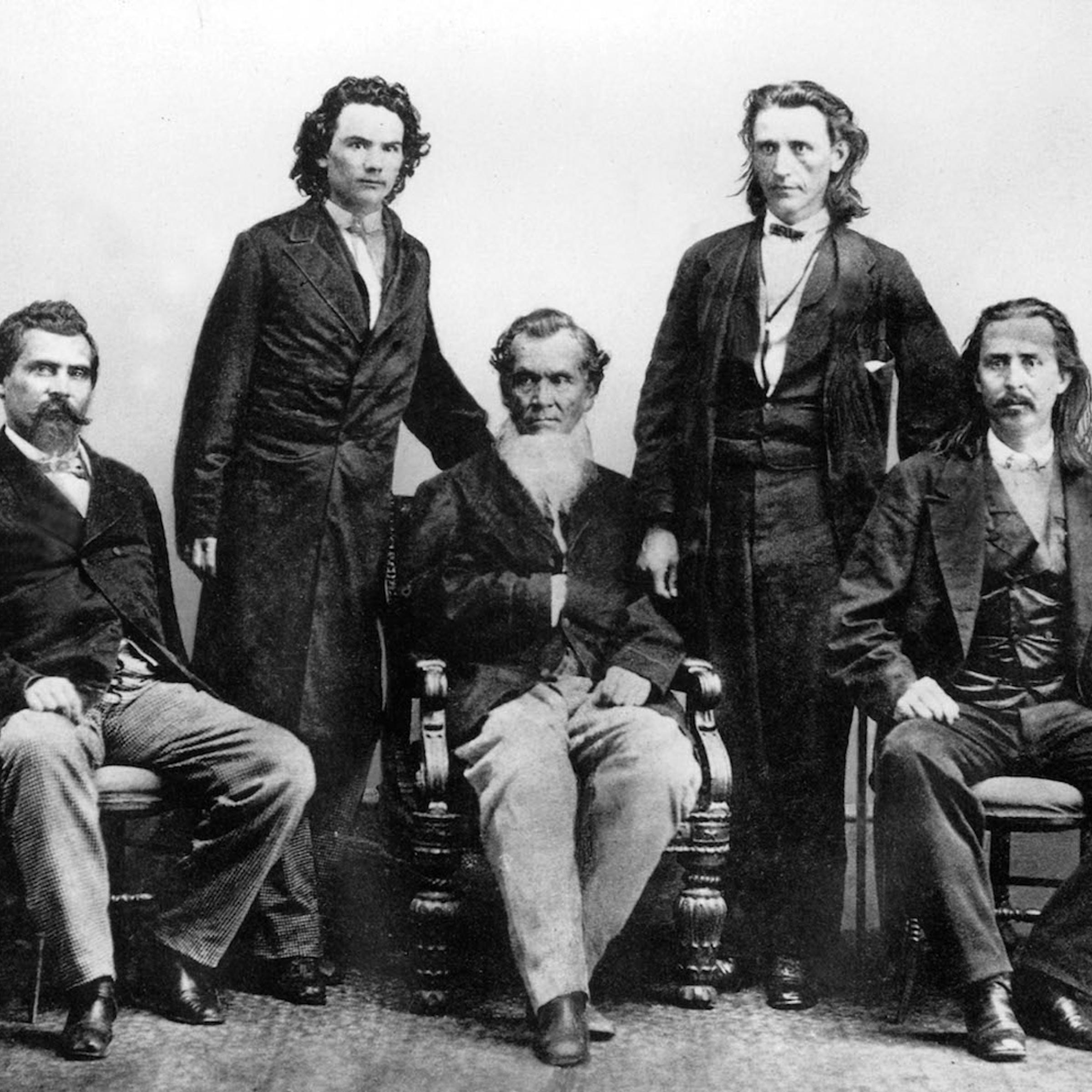 Cherokee Indians in Washington in 1866 to negotiate the treaty with the United States which was signed on 19-July gd John Rollin Ridge Saladin Watie Richard Fields Colonel Elias Boudinot C Colonel William P Adair - Cherokee Indians in Washington in 1866