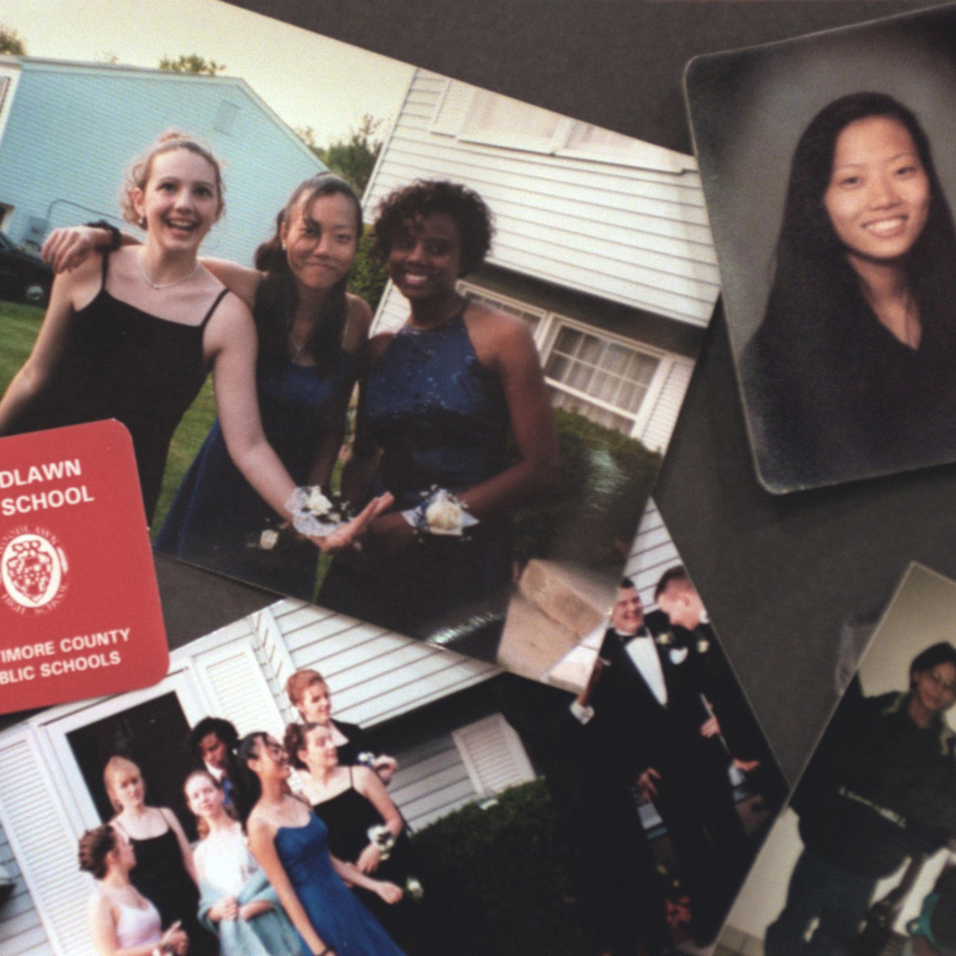 A collage of photographs of Hai Min Lee and her friends on display at Lee's memorial service in Baltimore, March 11, 1999.