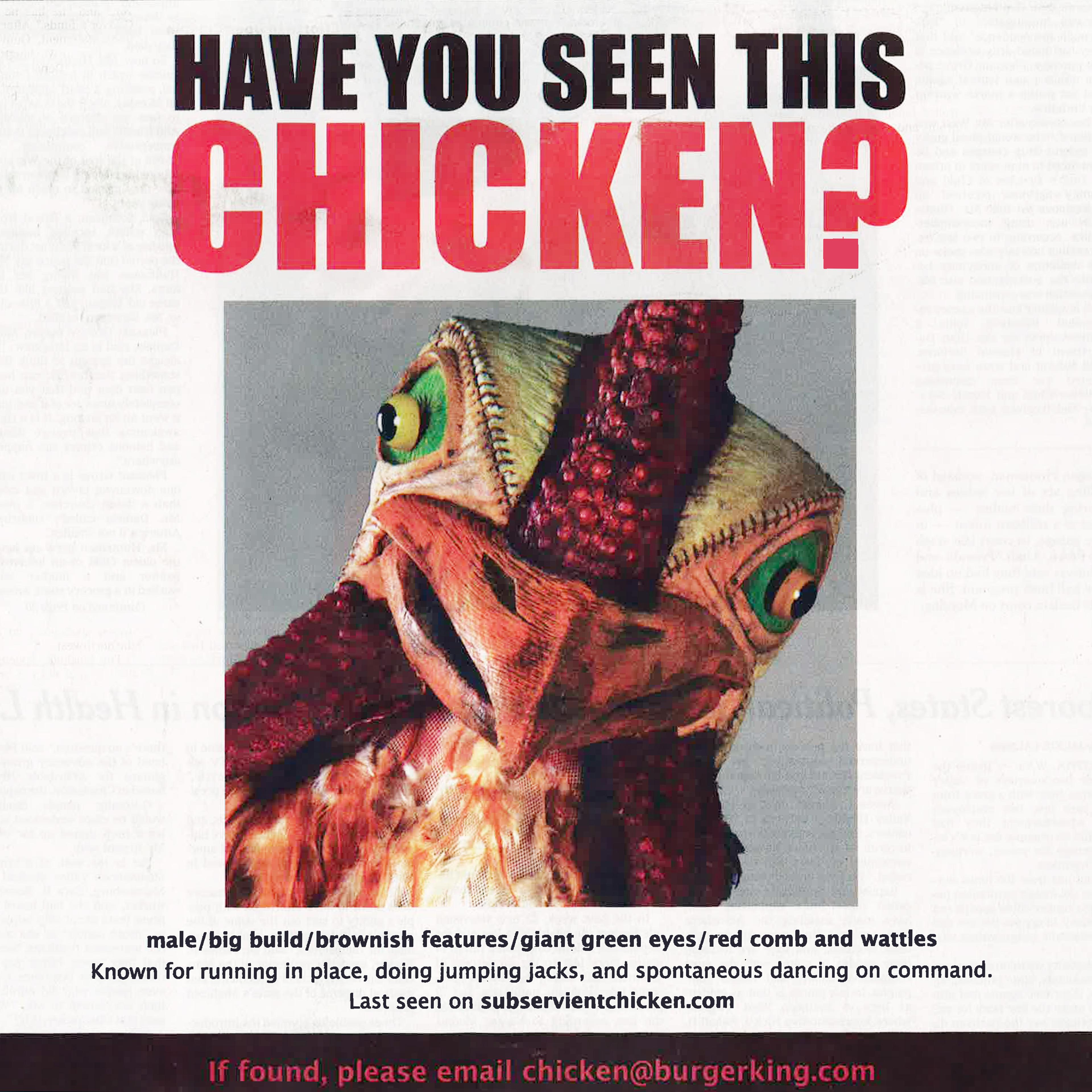 Burger King Subservient Chicken ad