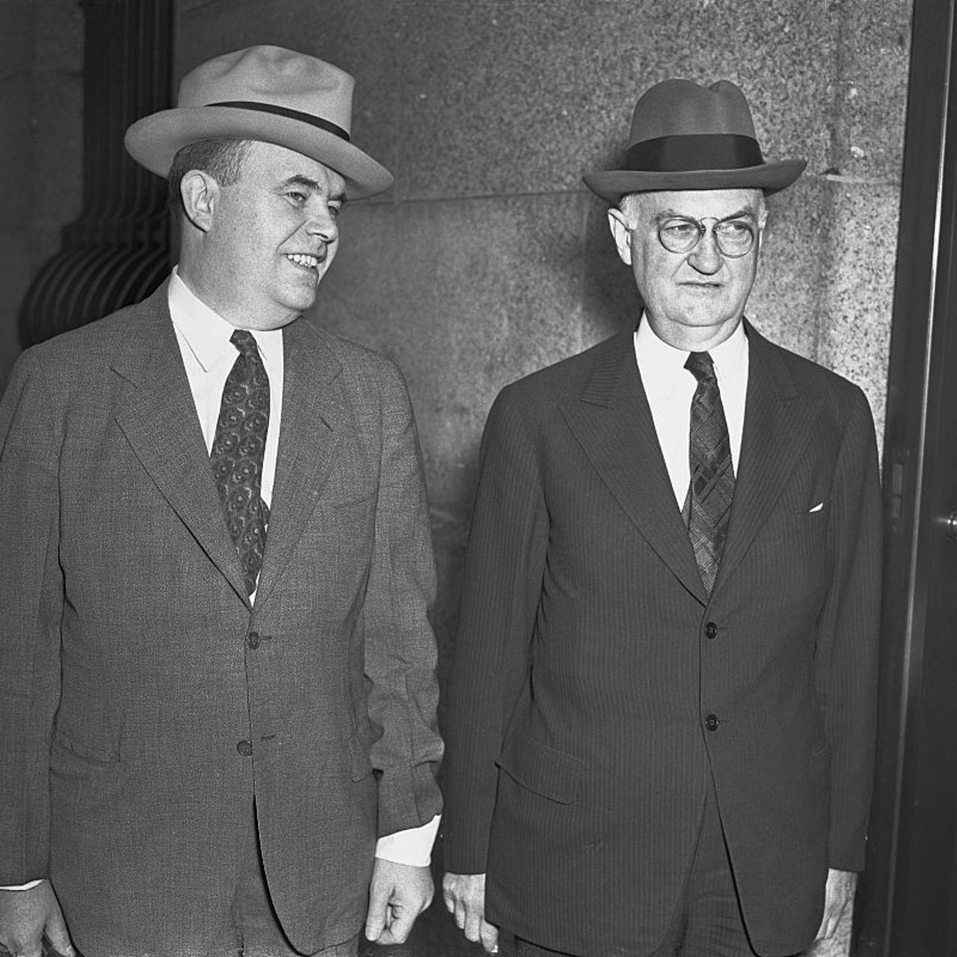 Martin T. Manton and His Lawyer Arriving for Trial