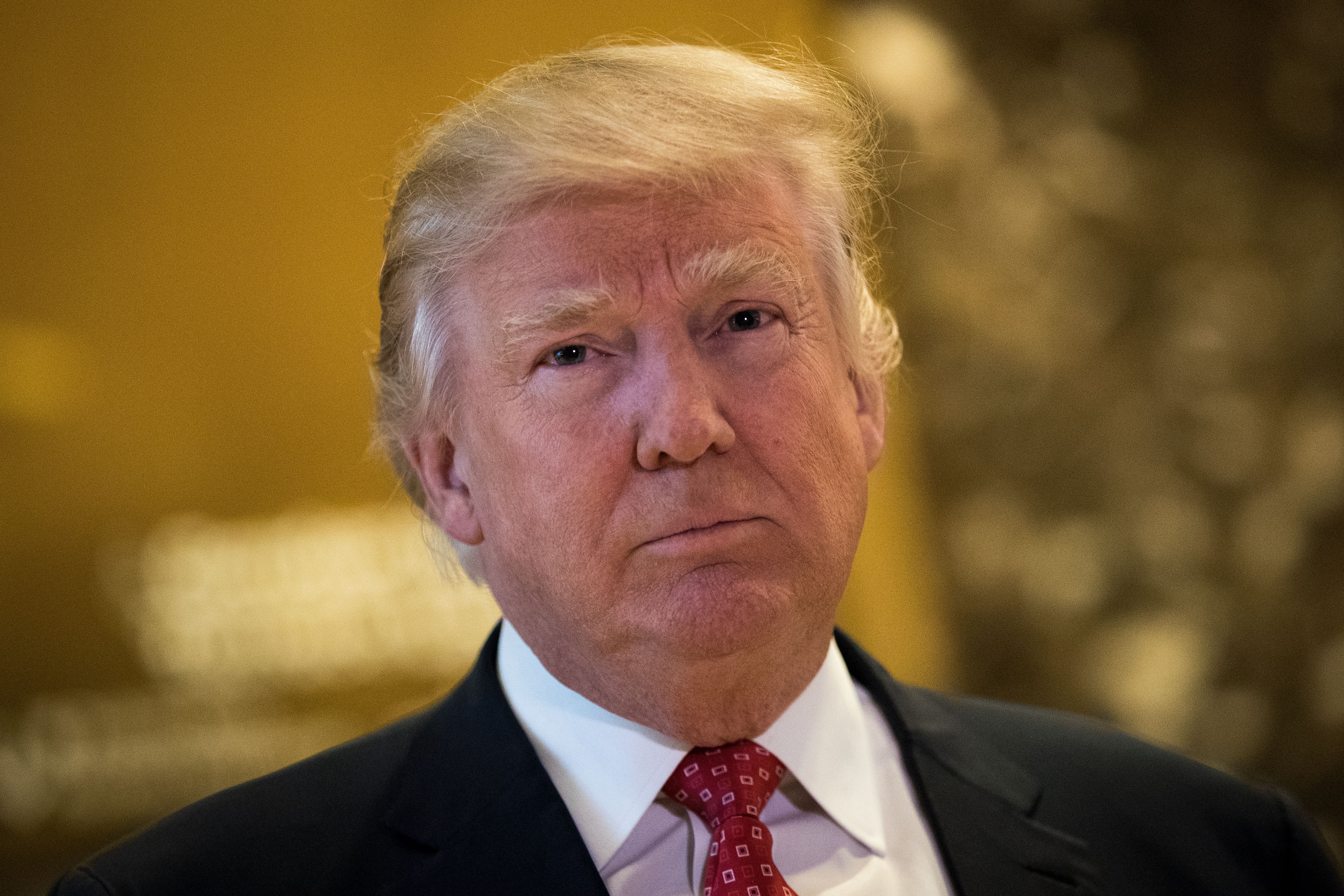 President-elect Donald Trump speaks to reporters following his meeting with Jack Ma, Chairman of Alibaba Group, meeting at Trump Tower, January 9, 2017 in New York City.