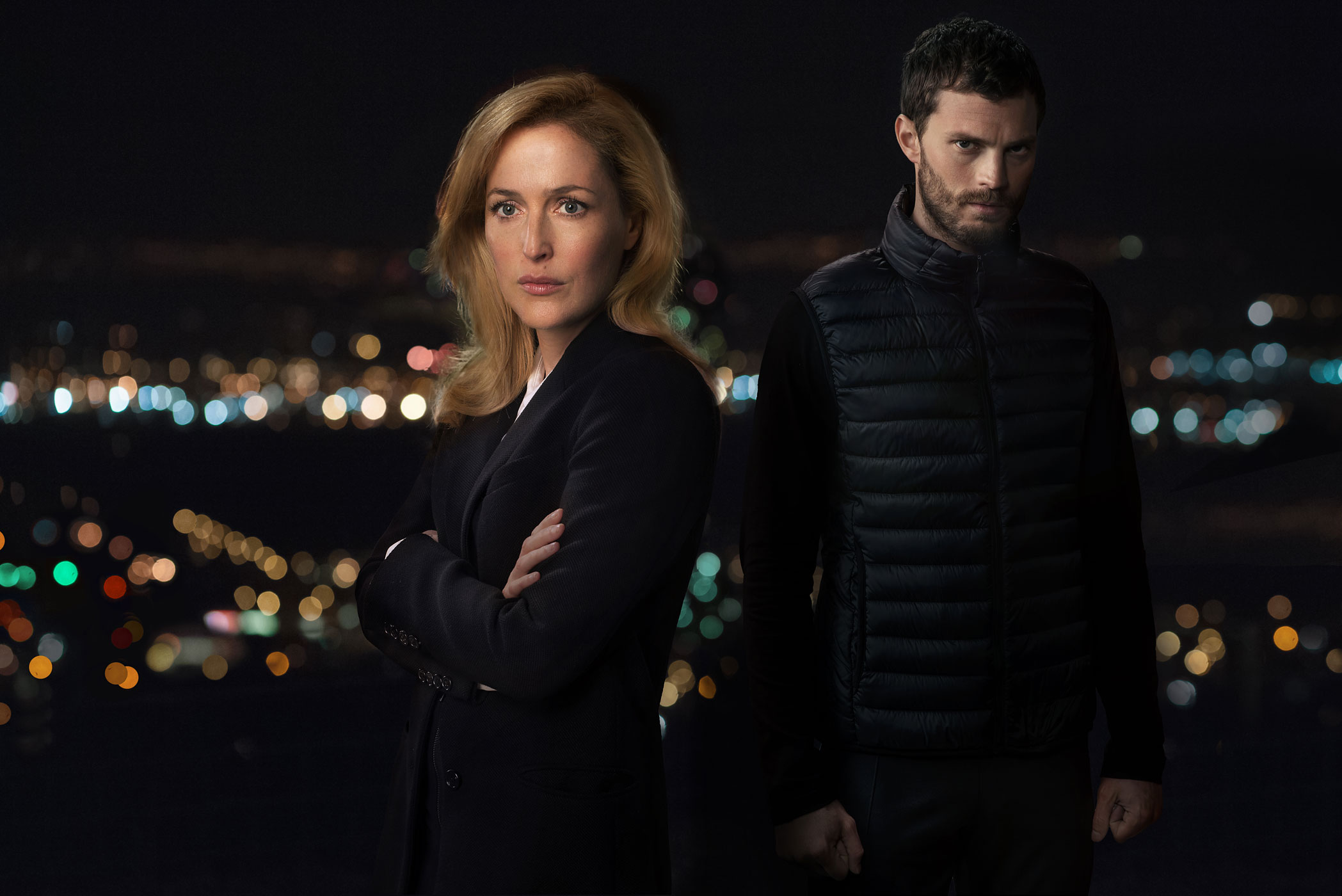 Gillian Anderson and Jamie Dorman from <i>The Fall</i>