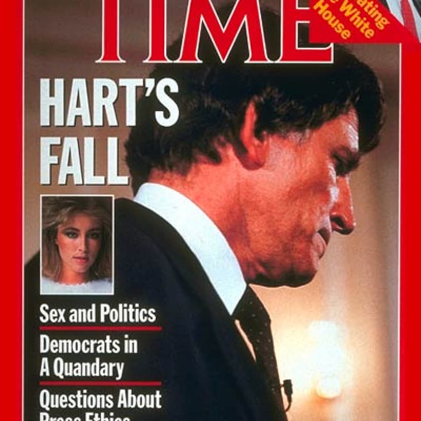 The May 18, 1987, cover of TIME featured Gary Hart, the Colorado Senator who was considered the frontrunner for the 1988 Democratic presidential nomination until he had to drop out of the race when it was revealed that he had an extramarital affair.