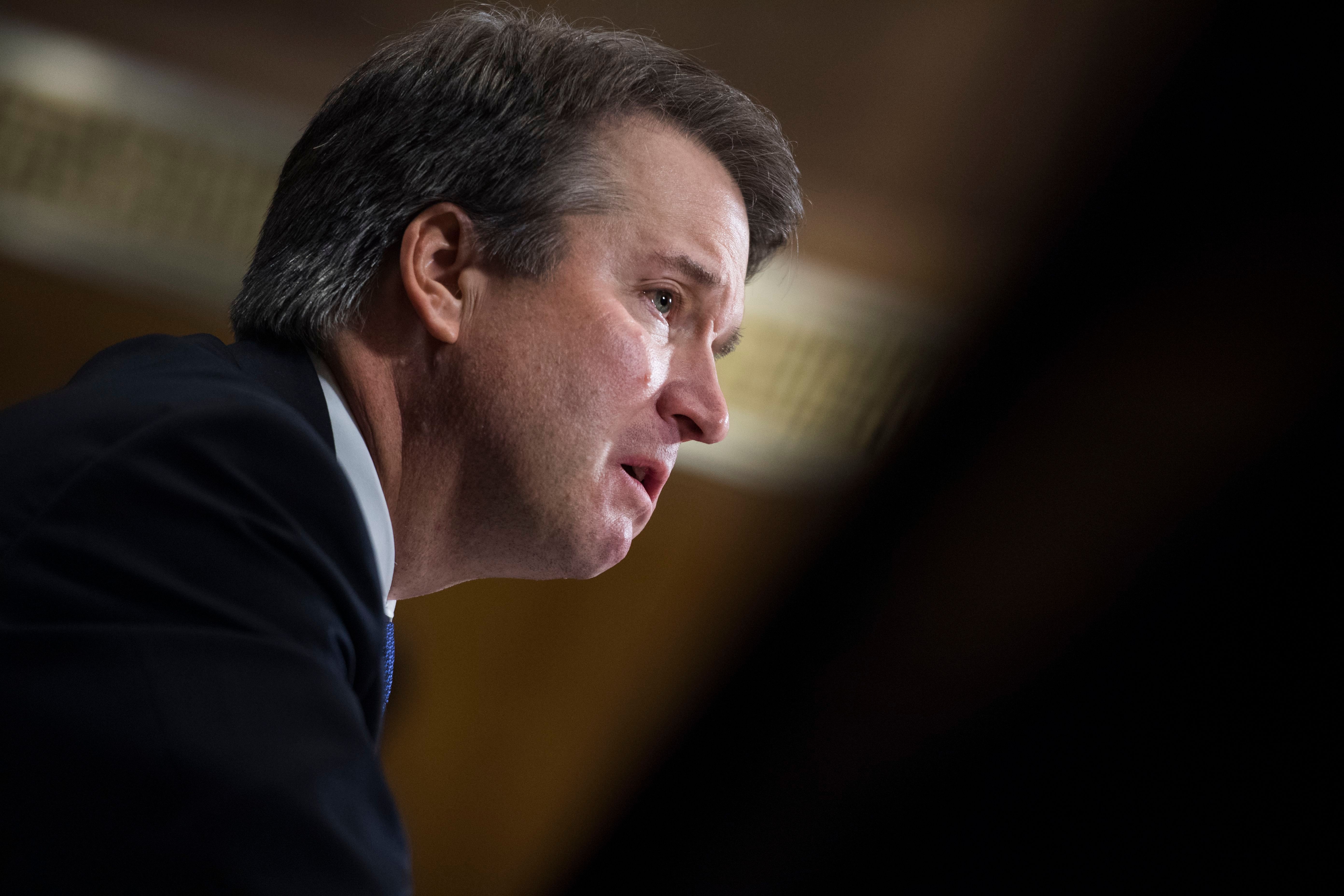 Judge Brett Kavanaugh testifies during the Senate Judiciary Committee hearing on his nomination be an associate justice of the Supreme Court of the United States in Washington on Sept. 27, 2018.