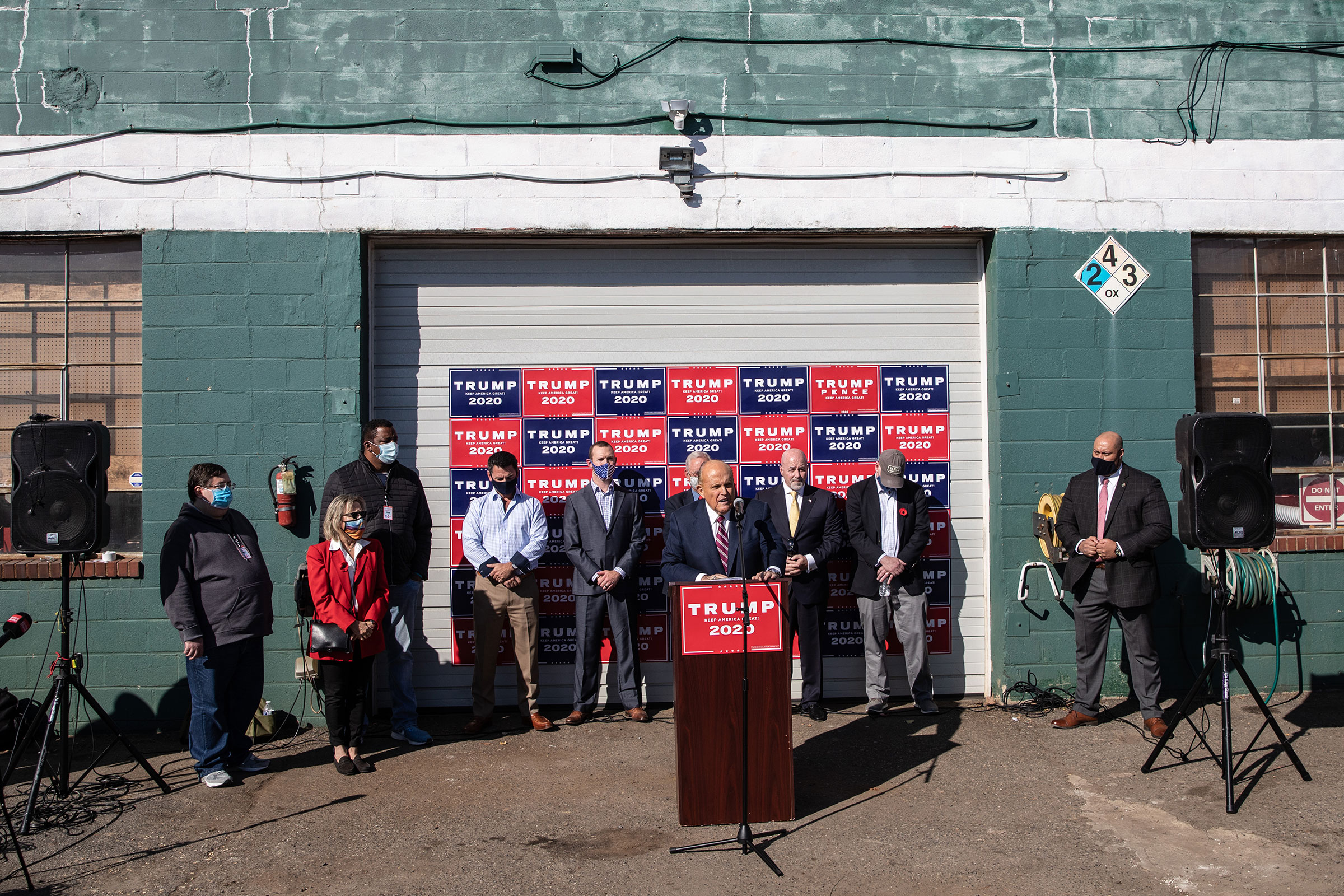 Rudy Giuliani speaks at a press conference in Philadelphia, on Nov. 7.