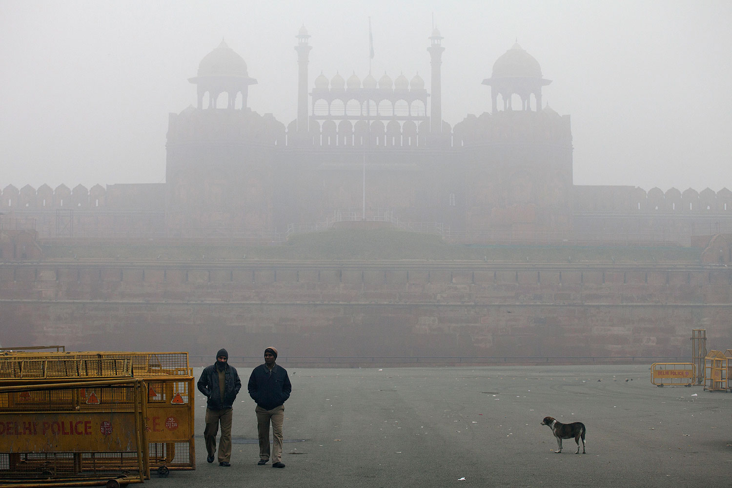 The Red Fort, in Delhi, is covered by haze mainly caused by air pollution on Jan. 20, 2014