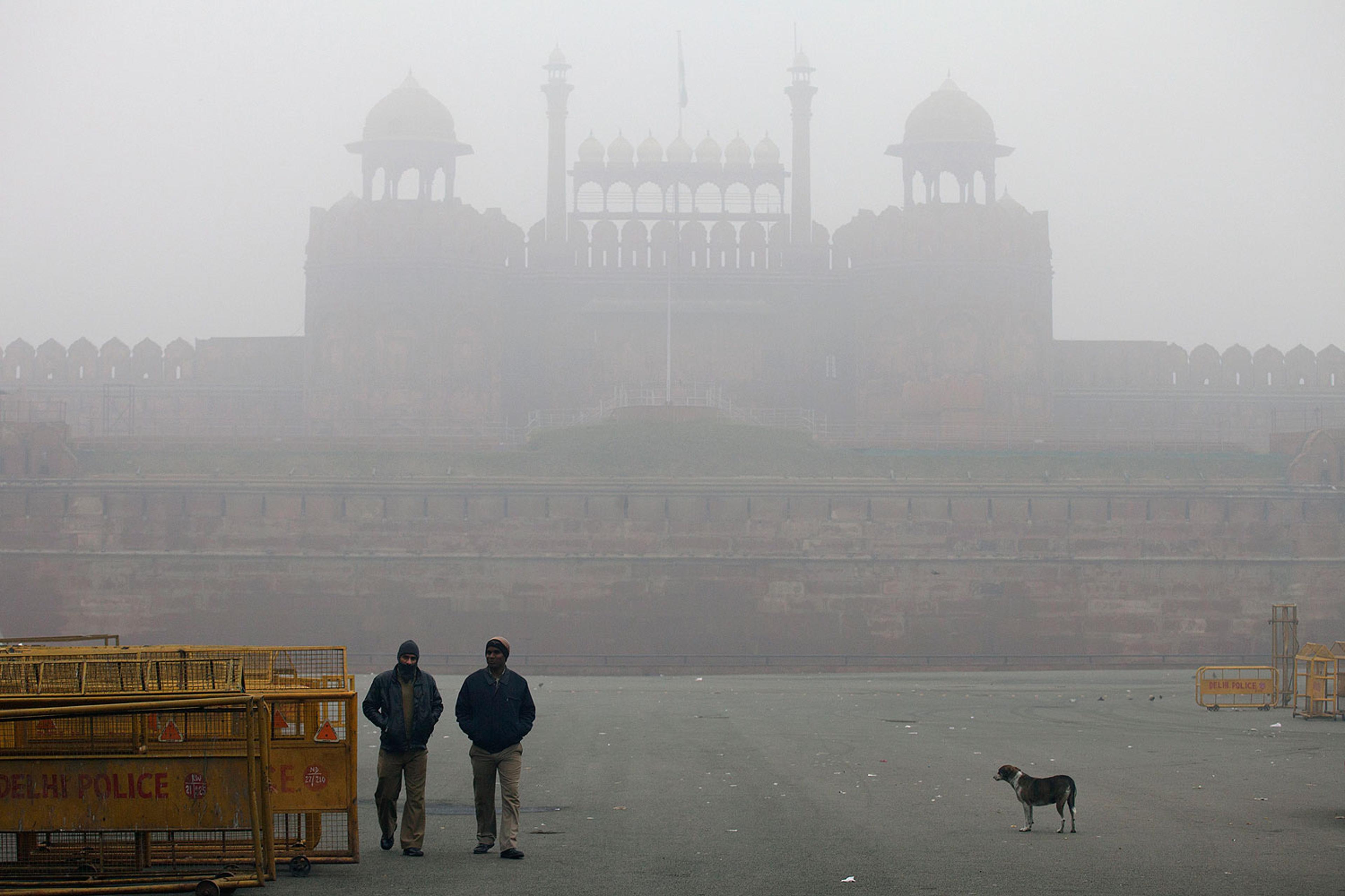 The Red Fort, in Delhi, is covered by haze mainly caused by air pollution on Jan. 20, 2014