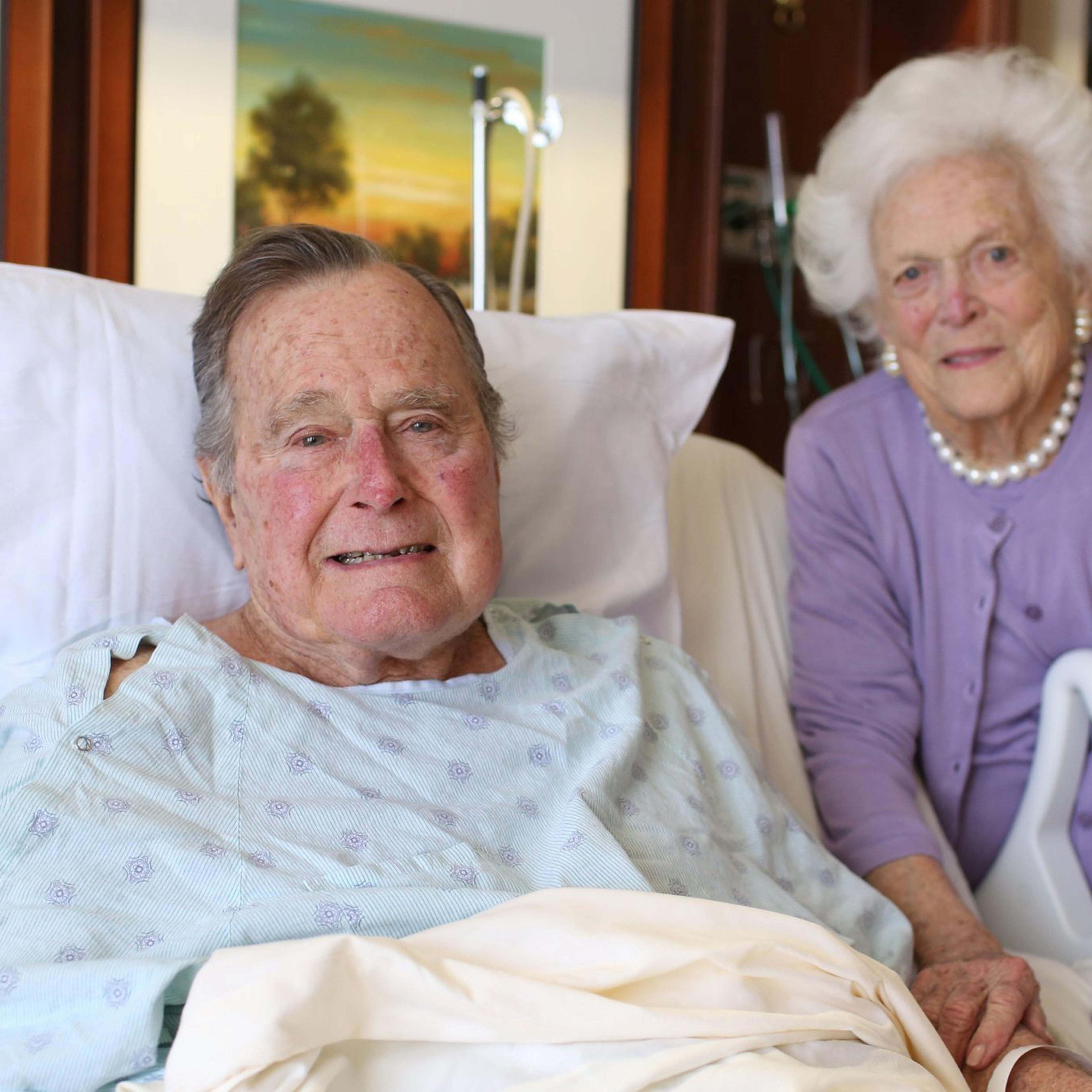 Former President George H.W. Bush and his wife Barbara Bush are pictured in Houston Methodist Hospital in Houston, Texas, U.S. in this January 23, 2017 handout photo. Jim McGrath via Twitter/Handout via REUTERS ATTENTION EDITORS - THIS IMAGE WAS PROVIDED