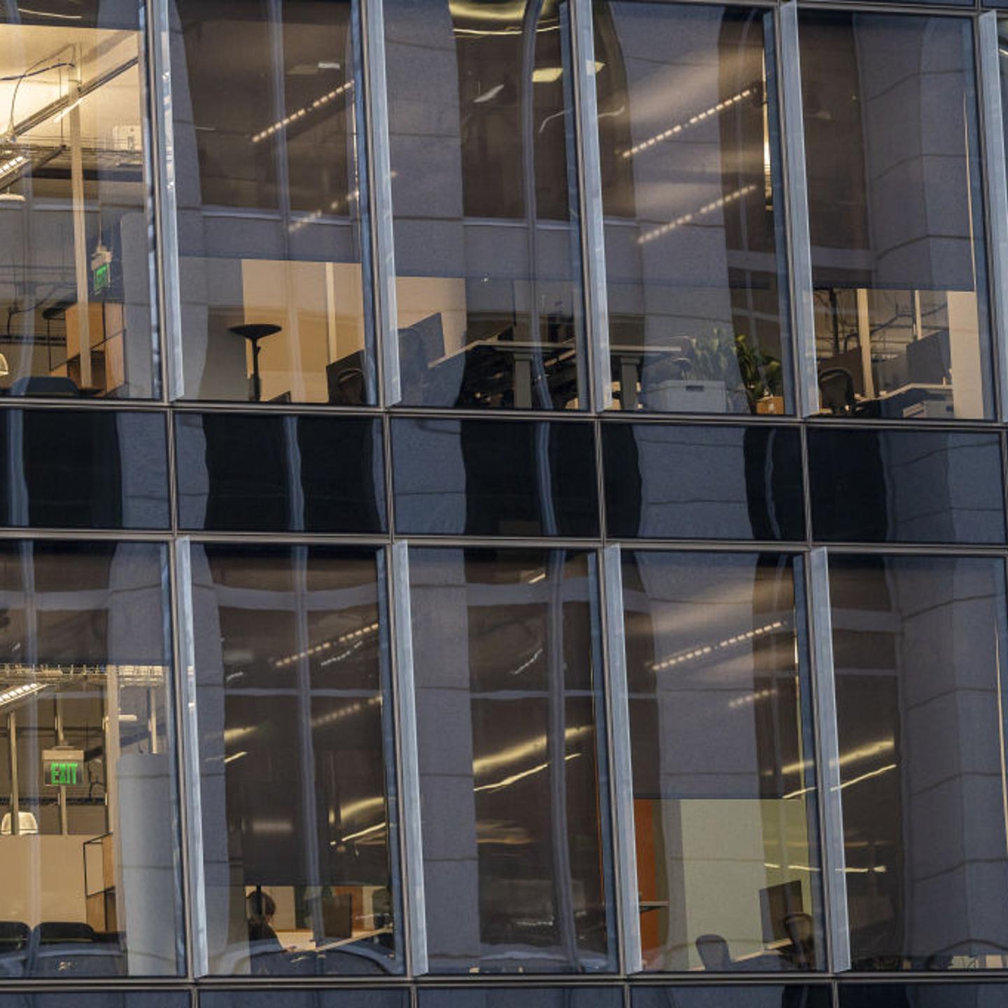 An empty office space in a building in San Francisco, California, on Dec. 5, 2023.