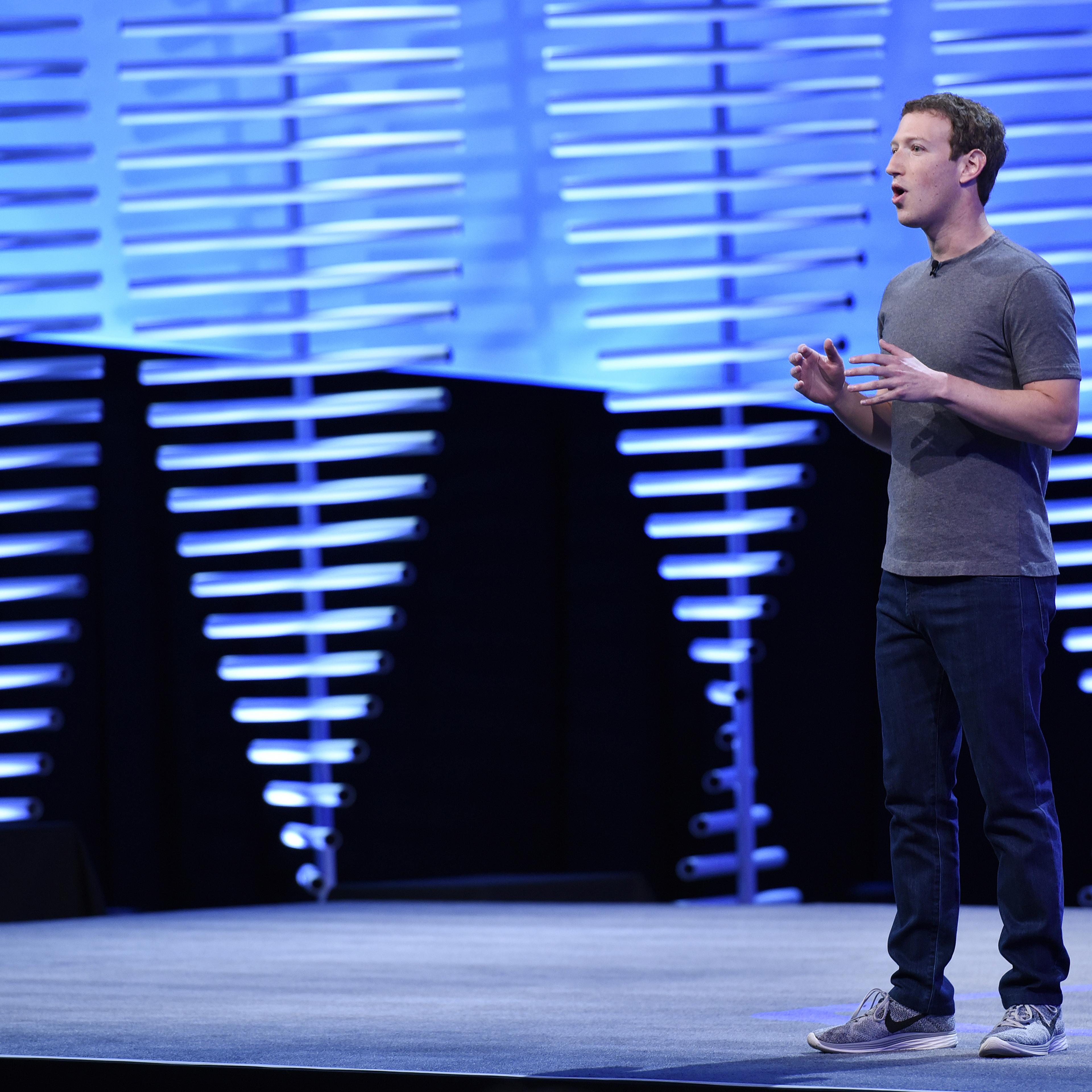 Mark Zuckerberg, founder and chief executive officer of Facebook Inc., speaks during the Facebook F8 Developers Conference in San Francisco on April 12, 2016.
