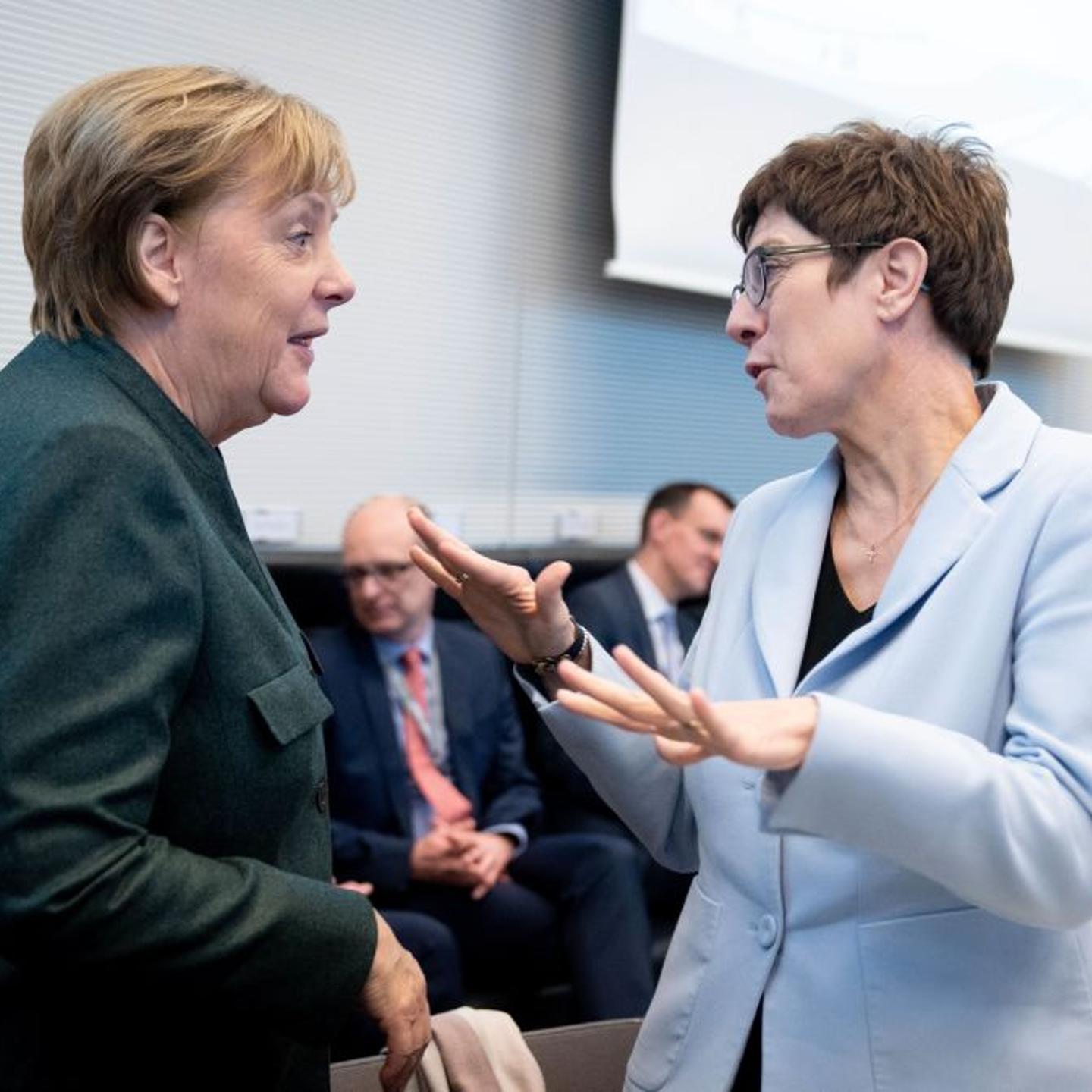 Chancellor Angela Merkel and Annegret Kramp-Karrenbaue
