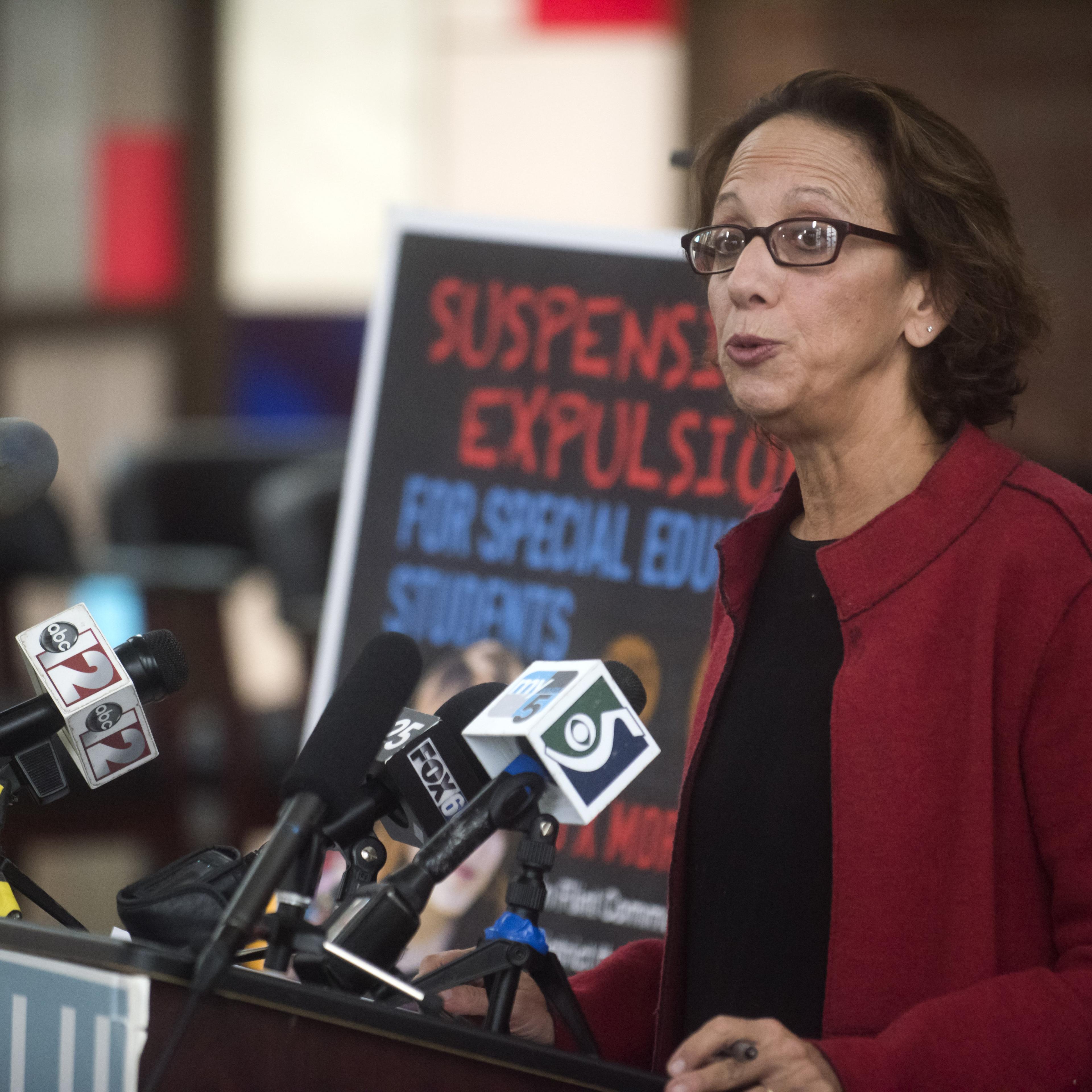 Kary Moss, Executive Director of the ACLU of Michigan, speaks at the Saints of God Church, on Oct. 18, 2016, in Flint, Mich.