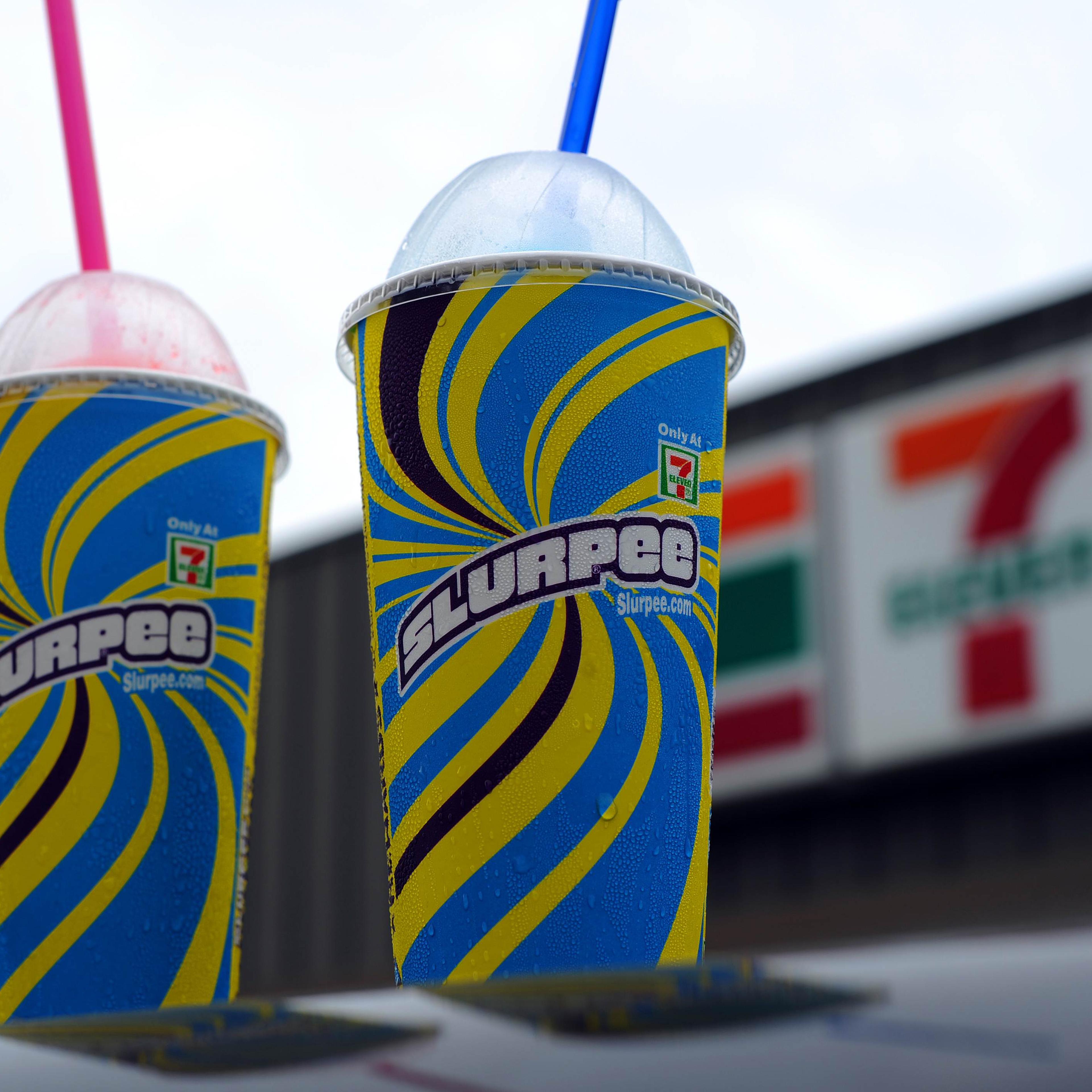 An illustration of Two, 7-Eleven Slurpee