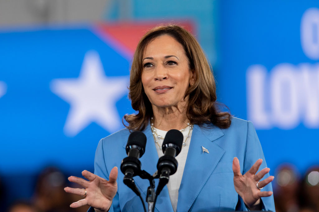 U.S. Vice President Kamala Harris during a campaign event at Hendrick Center for Automotive Excellence in Raleigh, N.C., U.S., on Friday, Aug. 16, 2024.